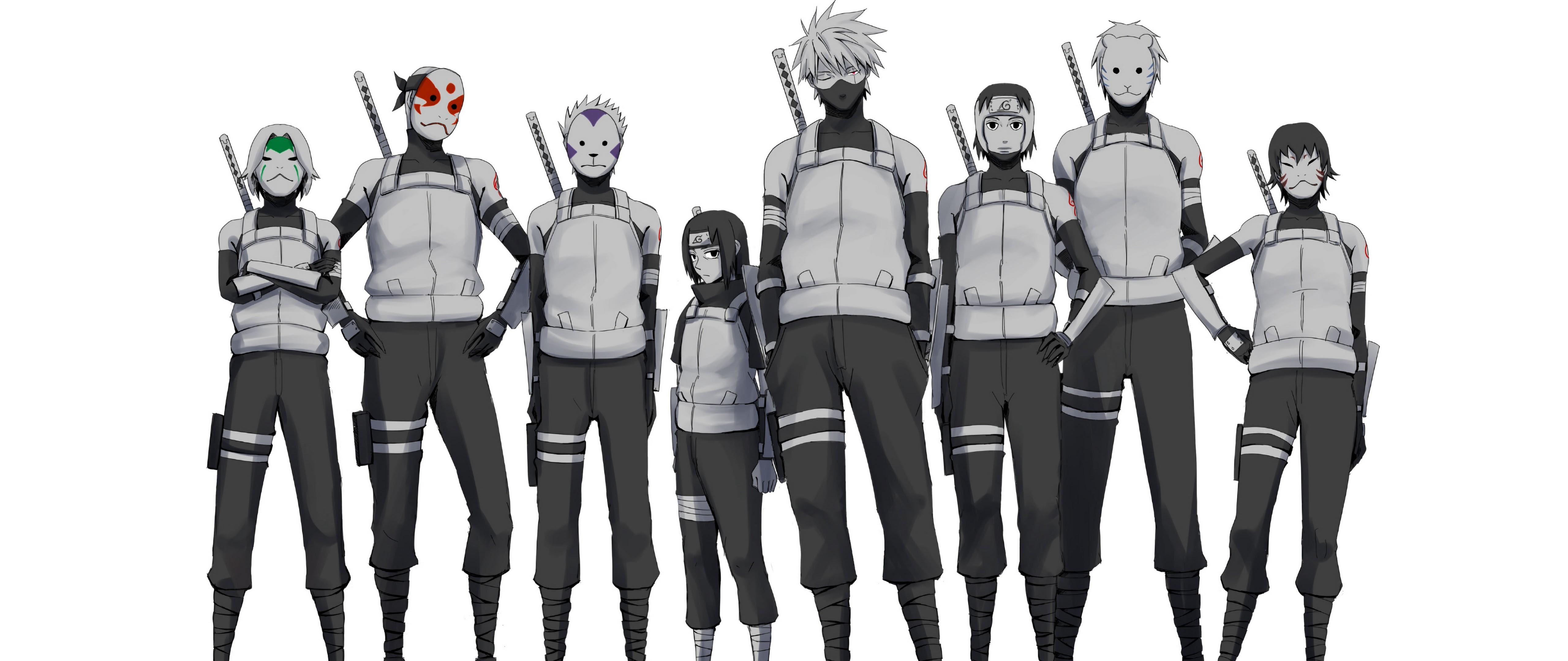 5120x2160 Anbu Squad Kakashi Itachi Yamato 4K Wallpaper