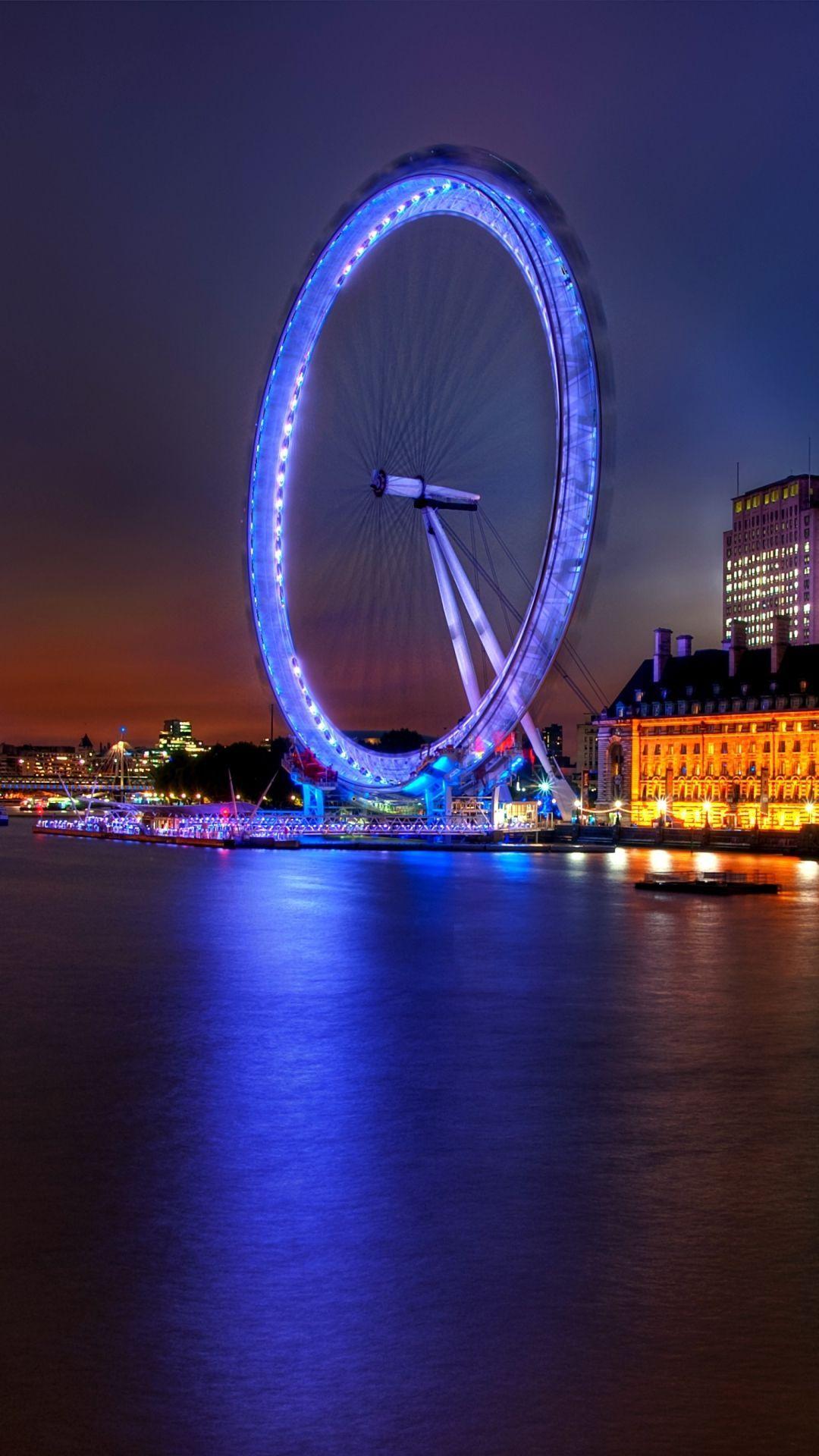 Wallpaper ID: 274325 / a waterfront background taken at dusk featuring the london  eye ferris wheel, london eye 4k wallpaper free download