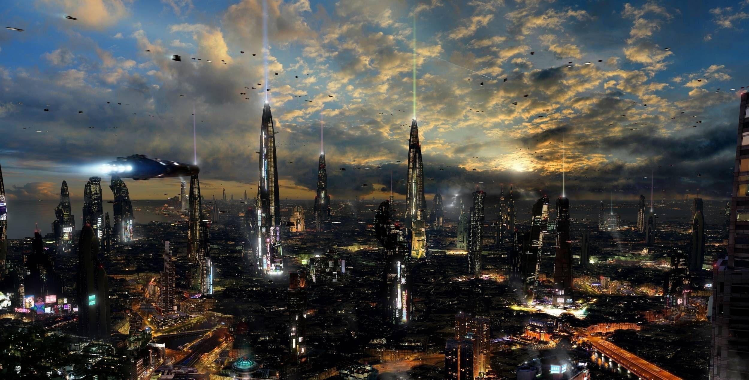 2500x1270 Future City Wallpaper. Epic Car Wallpaper