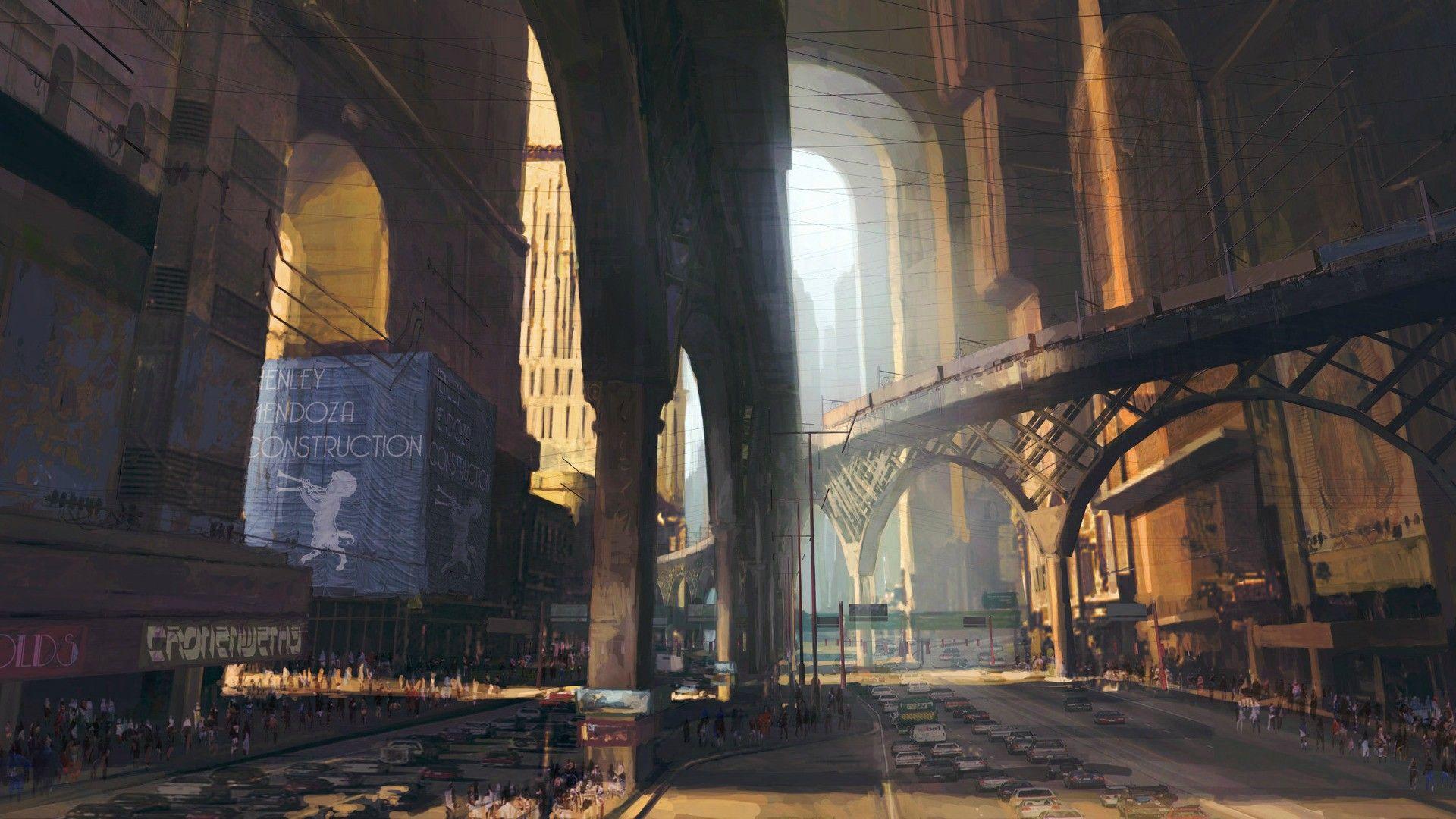 1920x1080 Futuristic cityscape wallpaper