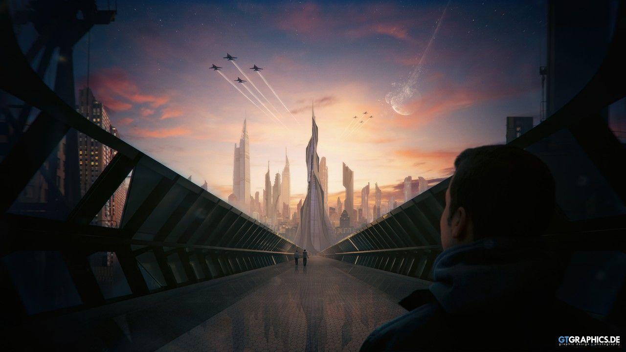 1280x720 Wallpaper Futuristic city, Concept art, HD, Creative Graphics / Editor's Picks,. Wallpaper for iPhone, Android, Mobile and Desktop