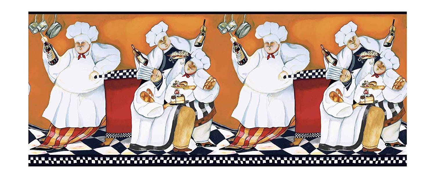 1500x613 York Wallcoverings BG1680BD Chef's A Cookin' Border
