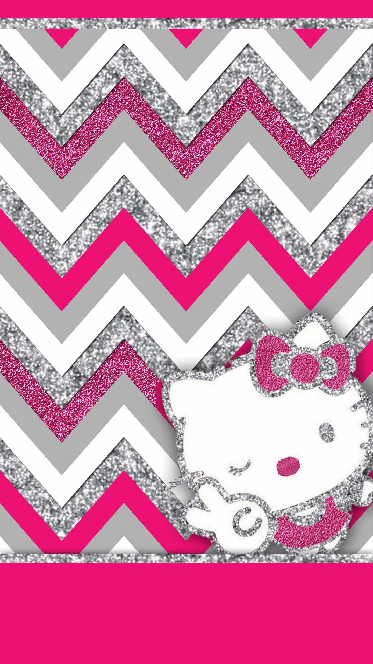 1440x2560 Free Pink and Silver Glitter wallpaper pack including minnie mouse and hello kitty. Available for