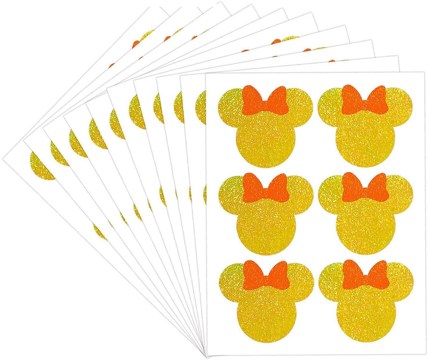 1438x1210 Mickey Minnie Mouse Stickers Glitter Gold Minnie Mouse Stickers and Red Minnie Head Labels for Birthday Party Decoration