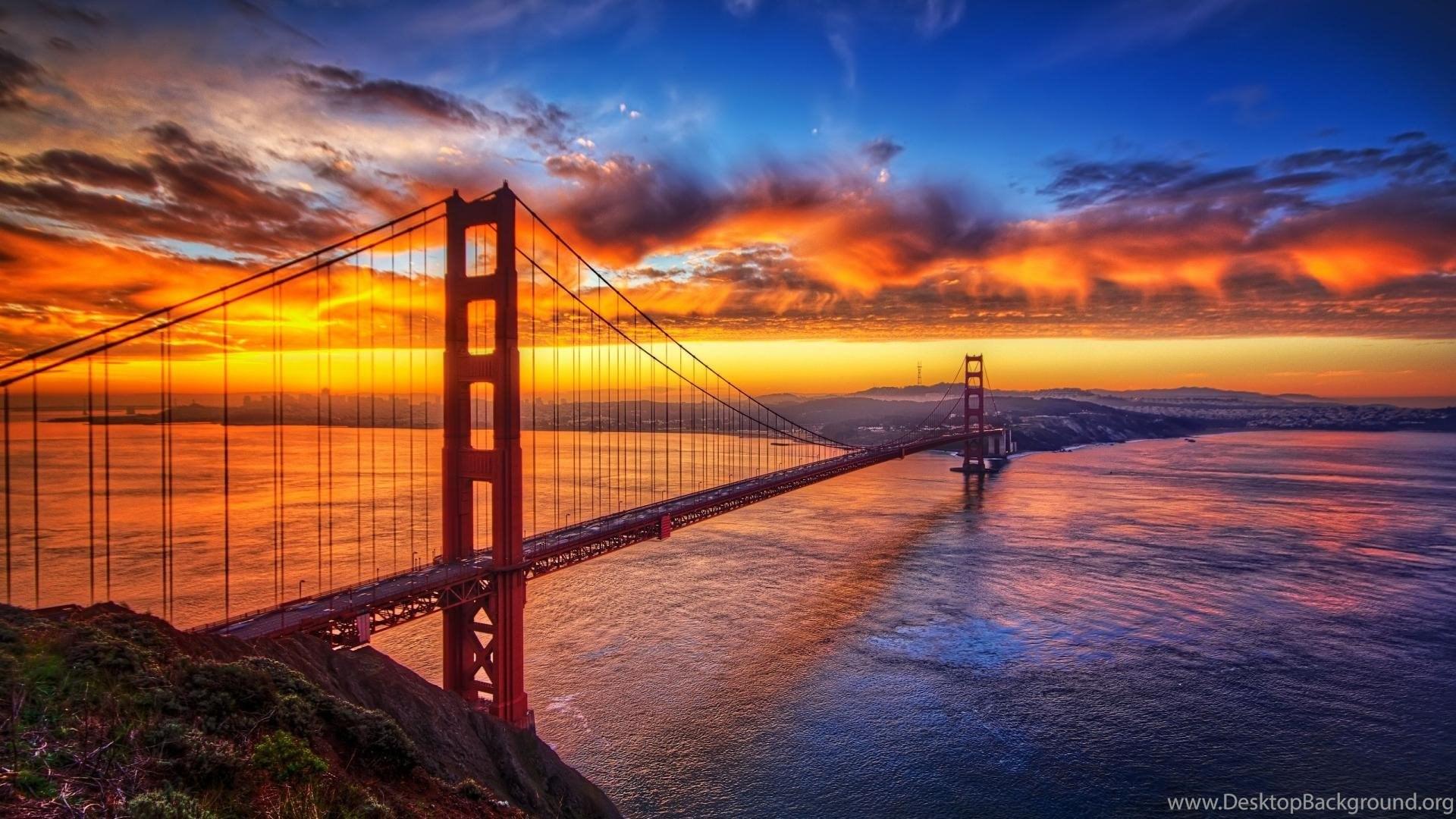 1920x1080 Golden Gate Bridge At Sunset Wallpaper. Desktop Background
