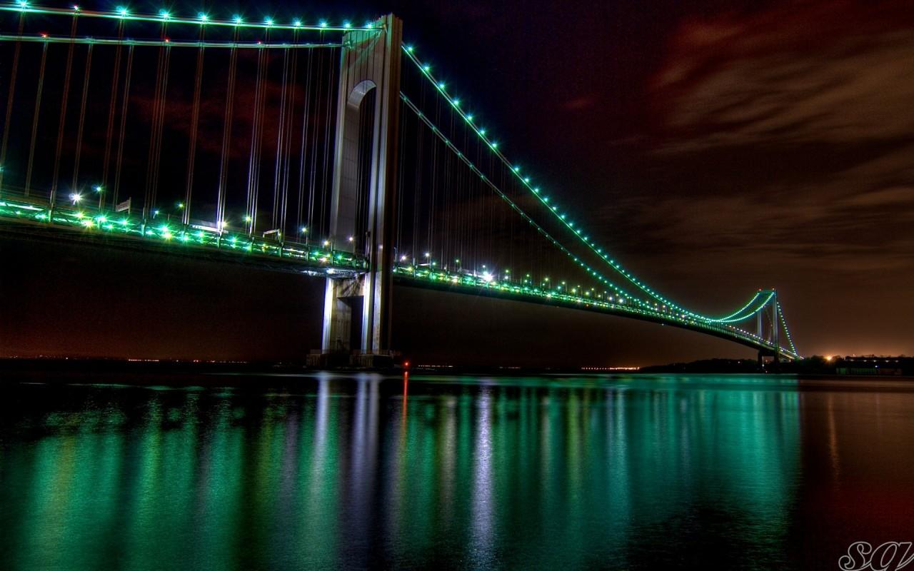 1280x800 The Golden Gate Bridge Night View Wallpaper 3D Models. Free