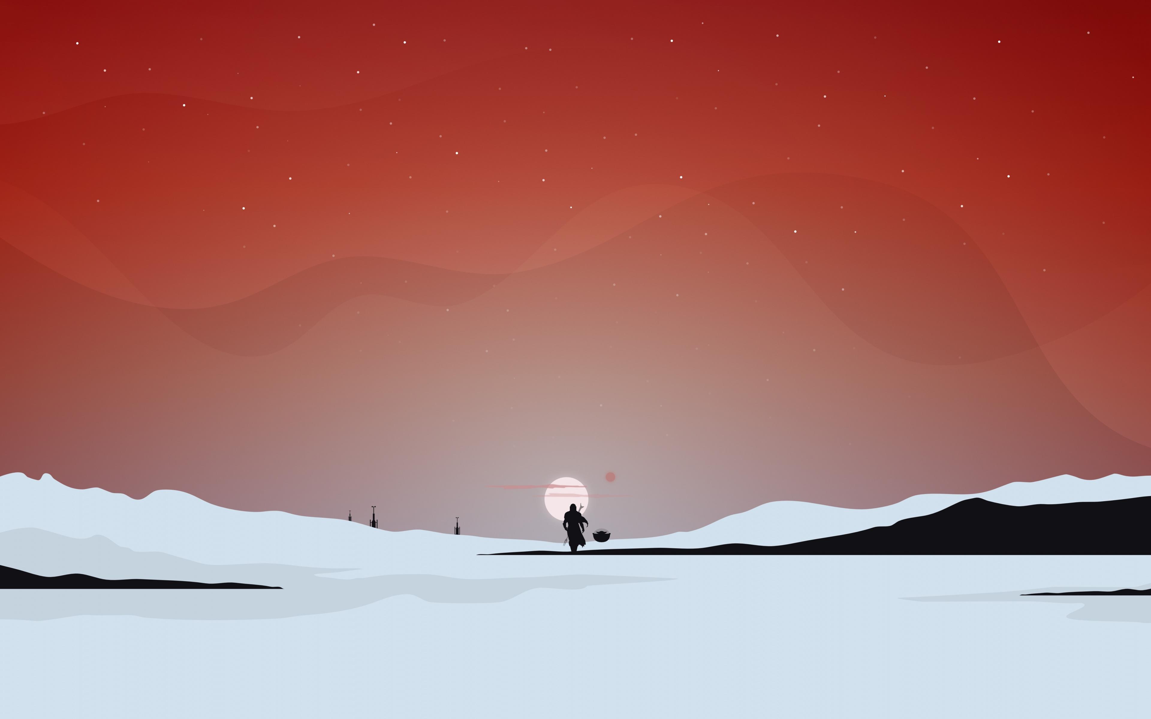 3840x2400 Download Minimal, Star Wars, The Mandalorian, silhouette wallpaper, 3840x 4K Ultra HD 16: Widescreen