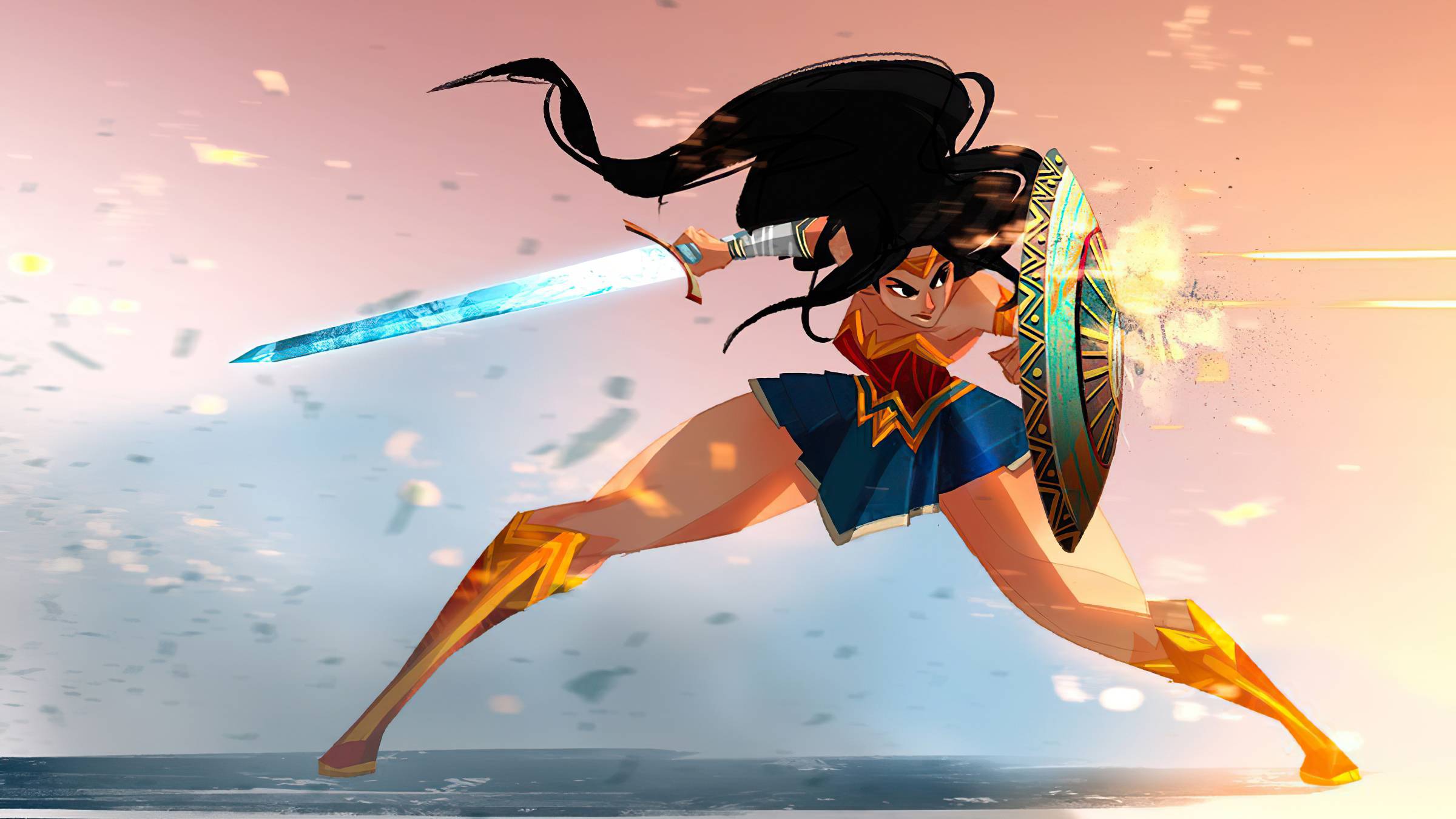 2400x1350 Wonder Woman Poly Art Wallpaper, HD Superheroes 4K Wallpaper, Image, Photo and Background