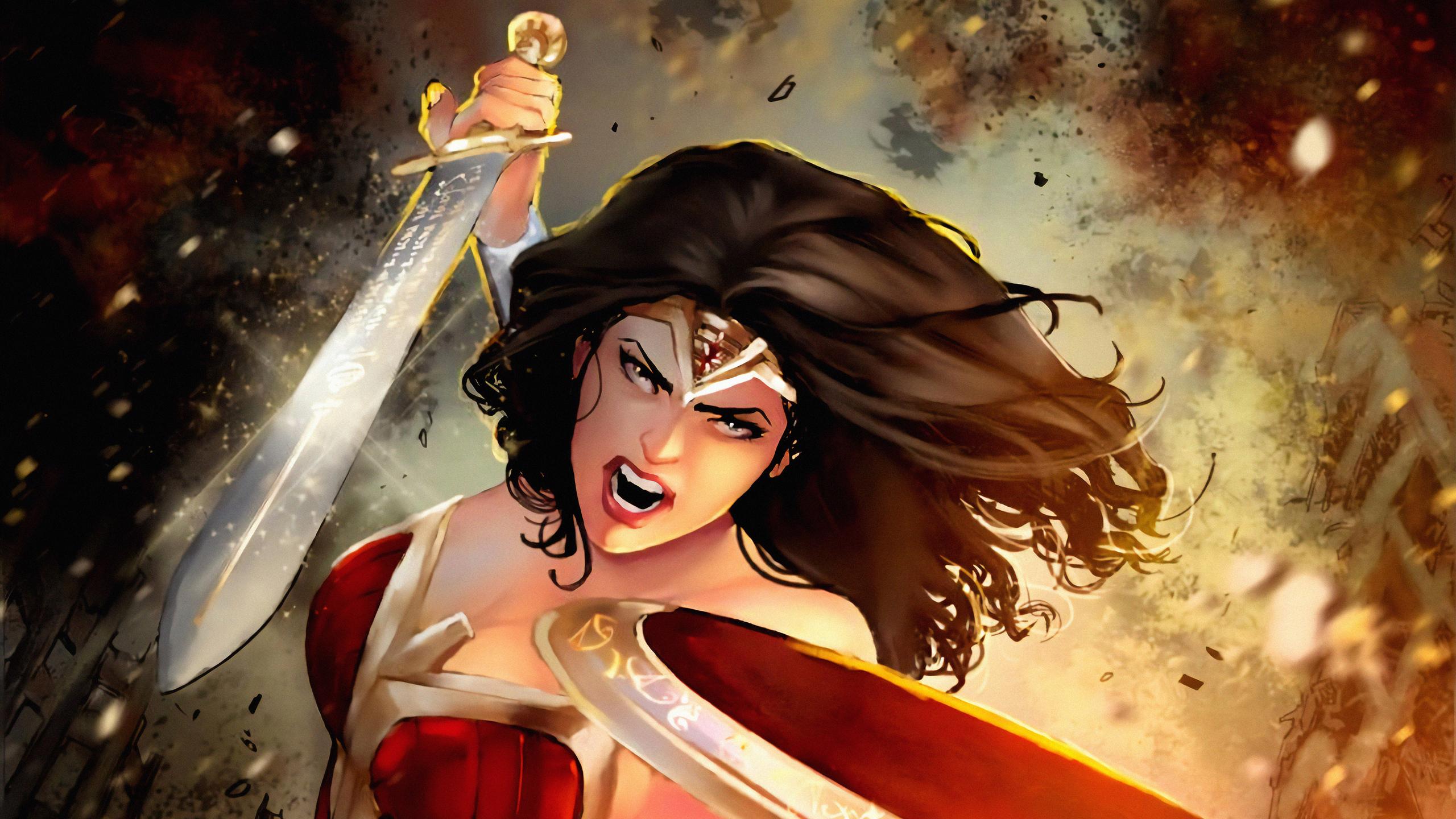 2560x1440 Warrior Wonder Woman Art 4k 1440P Resolution HD 4k Wallpaper, Image, Background, Photo and Picture