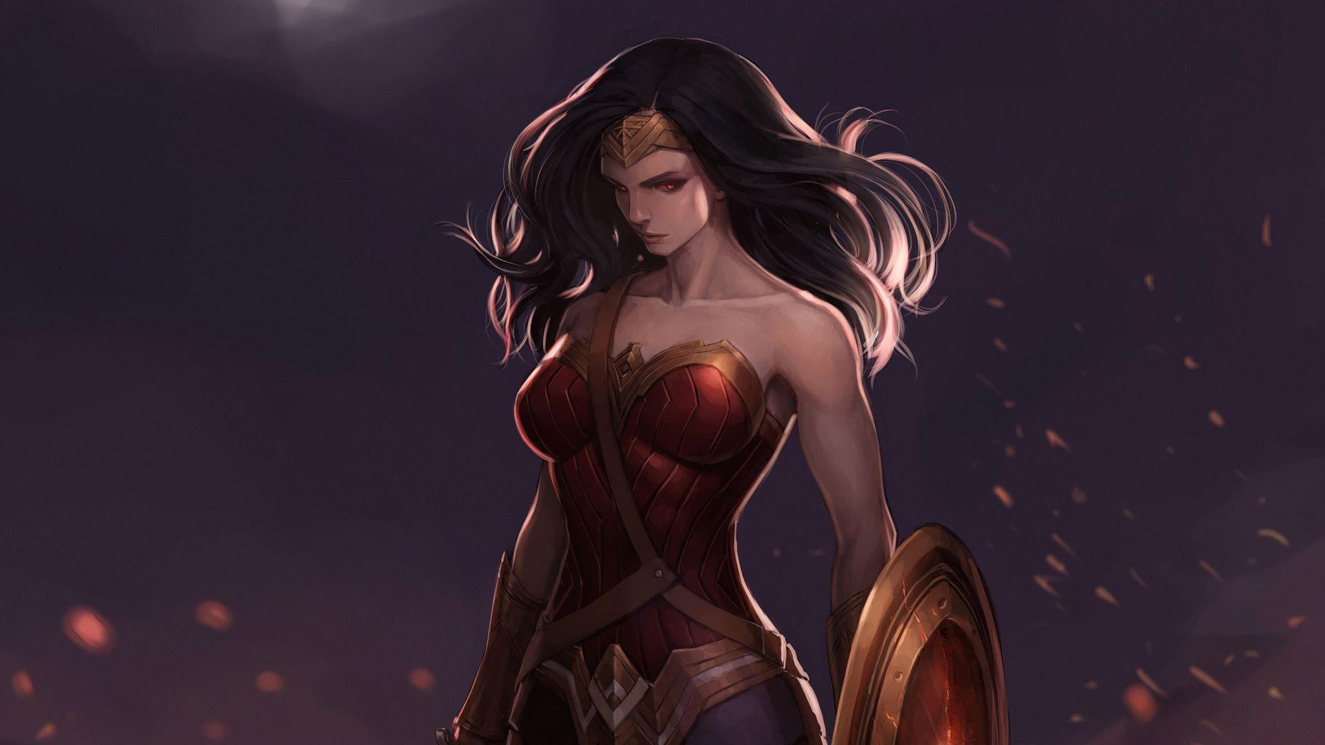 1920x1080 Wonder woman, princess of amazon, art wallpaper, HD image, picture, background, aae23a