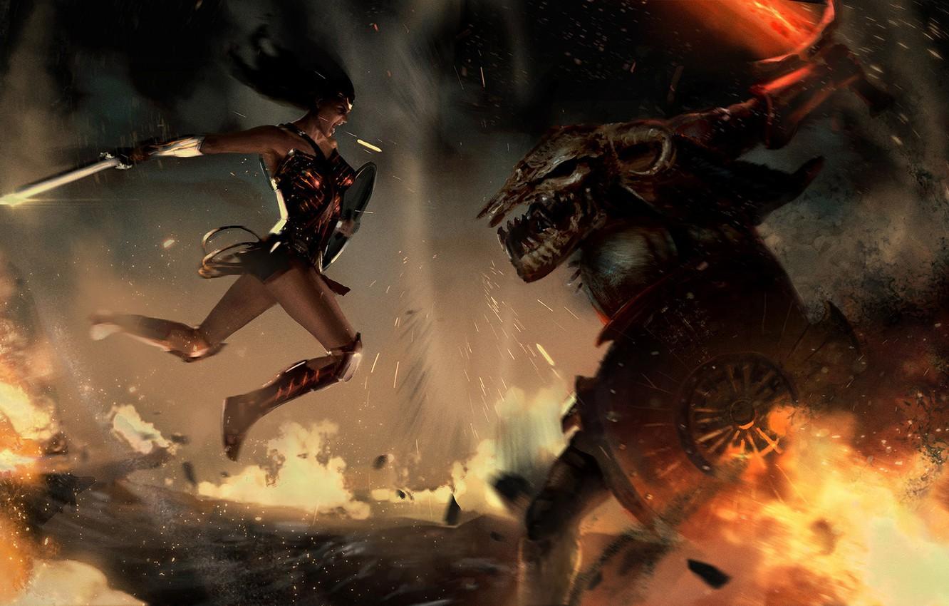1332x850 Wallpaper Wonder Woman, Art, Ares, Digital 2D image for desktop, section фильмы