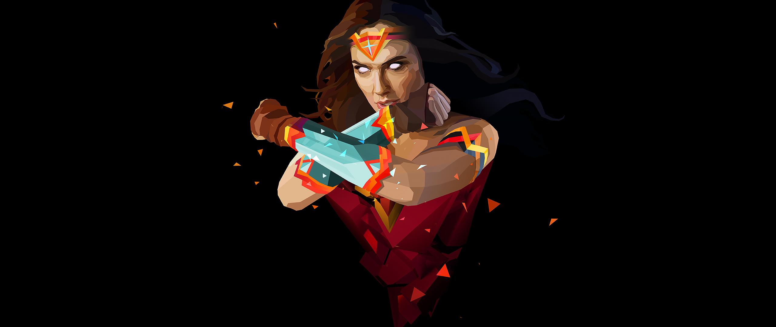 2560x1080 Desktop Wallpaper Wonder Woman, Digital Artwork, Superhero, Abstract, Art, HD Image, Picture, Background, Db2bbd