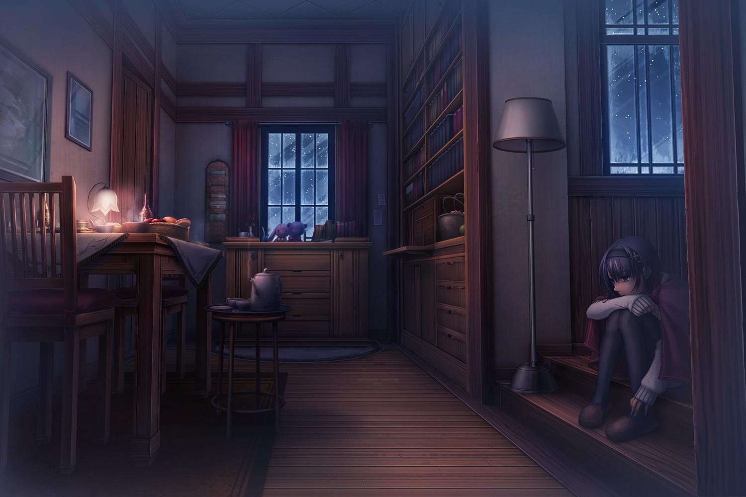 1500x1000 anime, anime girls, room, house, original characters, interior design, estate, home, mansion, screenshot High quality walls