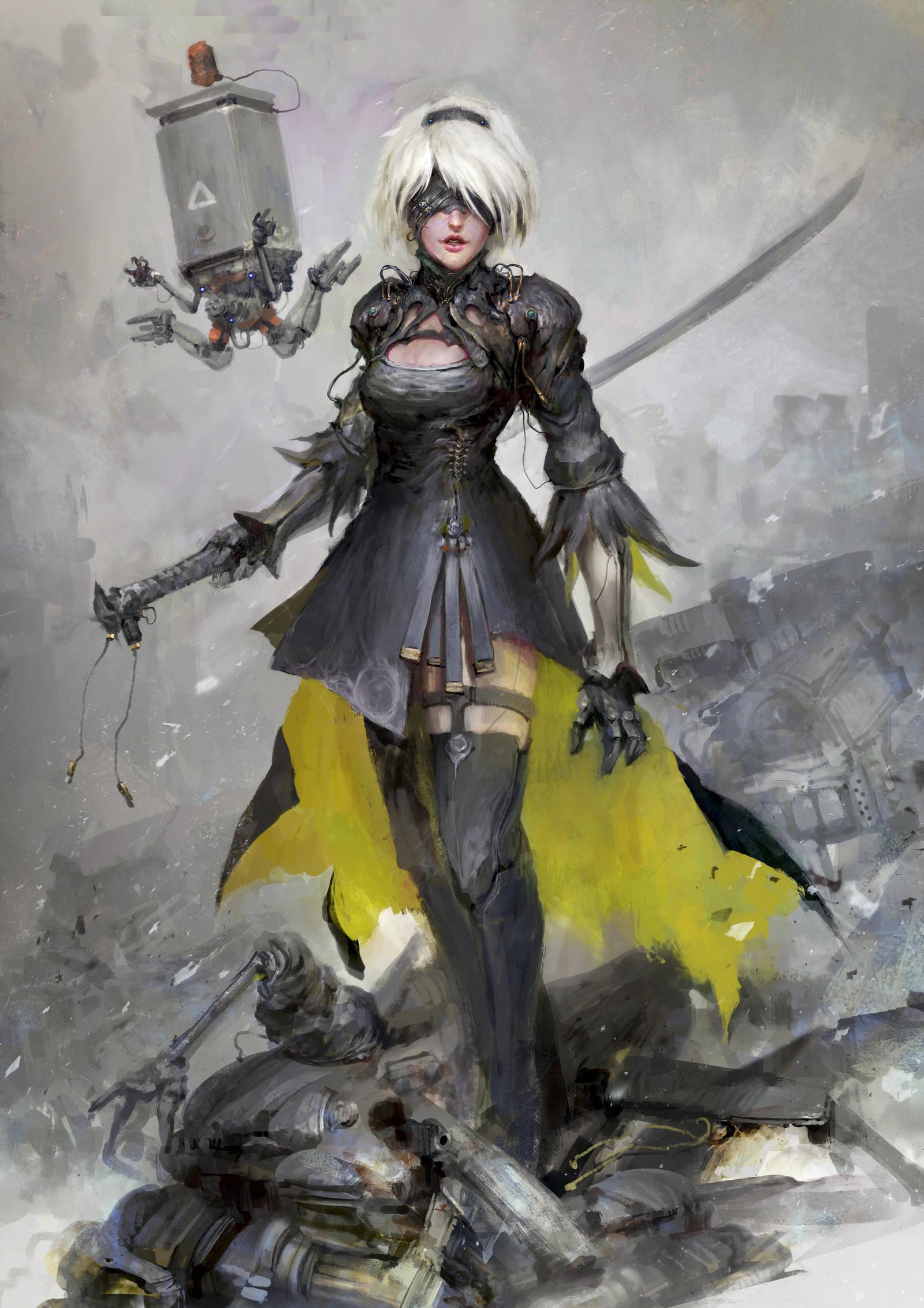 1600x2264 Wallpaper 4k Nier Automata: 2B art Wallpaper