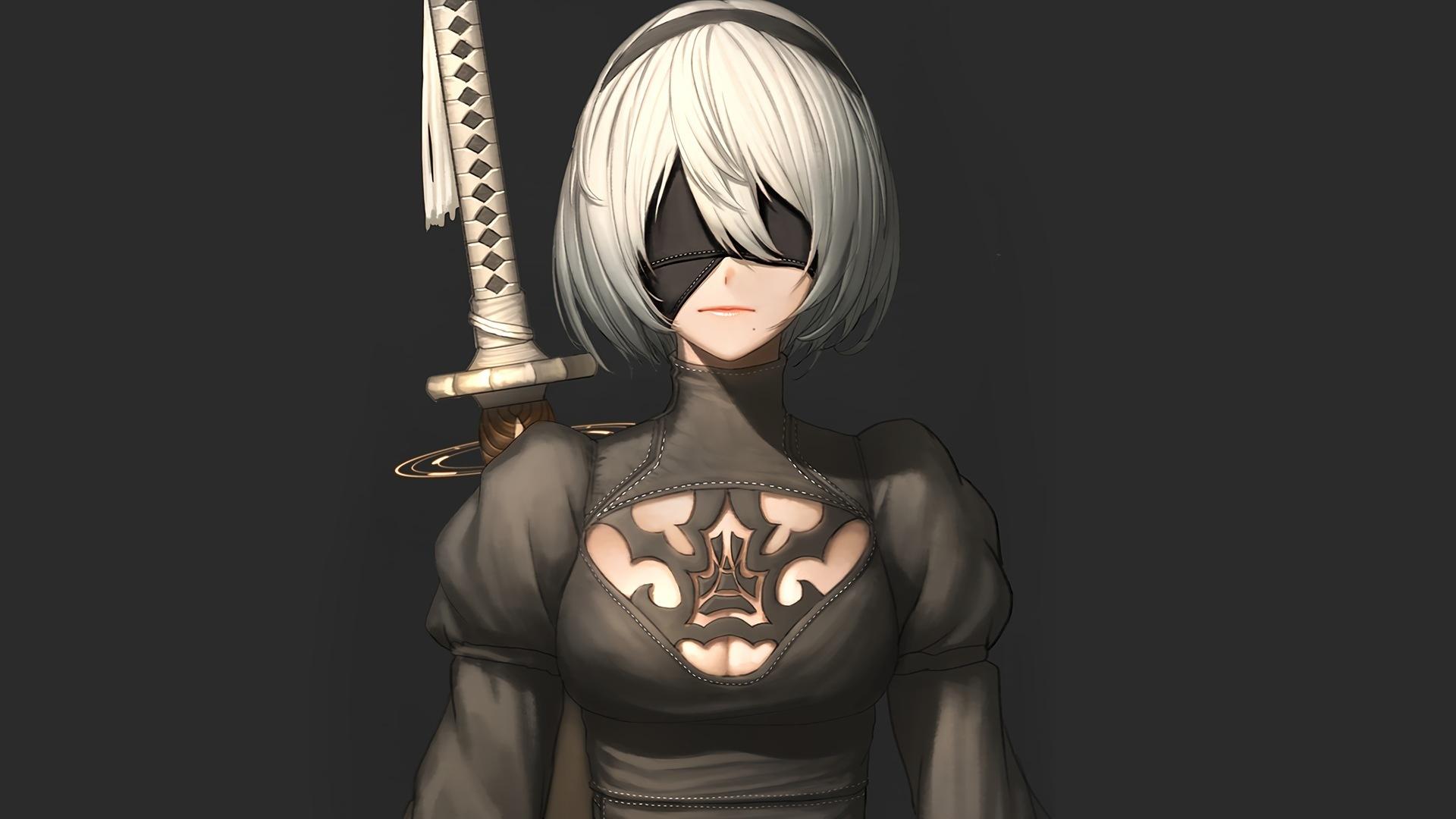 1920x1080 Desktop wallpaper nier: automata, 2b, artwork, hot warrior, HD image, picture, background, ddf7ba