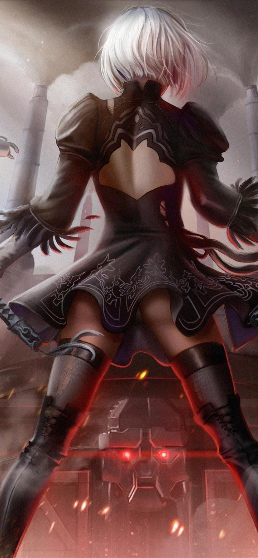 828x1792 NieR: Automata, YoRHa No.2 Type B, Girl Back View, Sword 828x1792 IPhone 11 XR Wallpaper, Background, Picture, Image