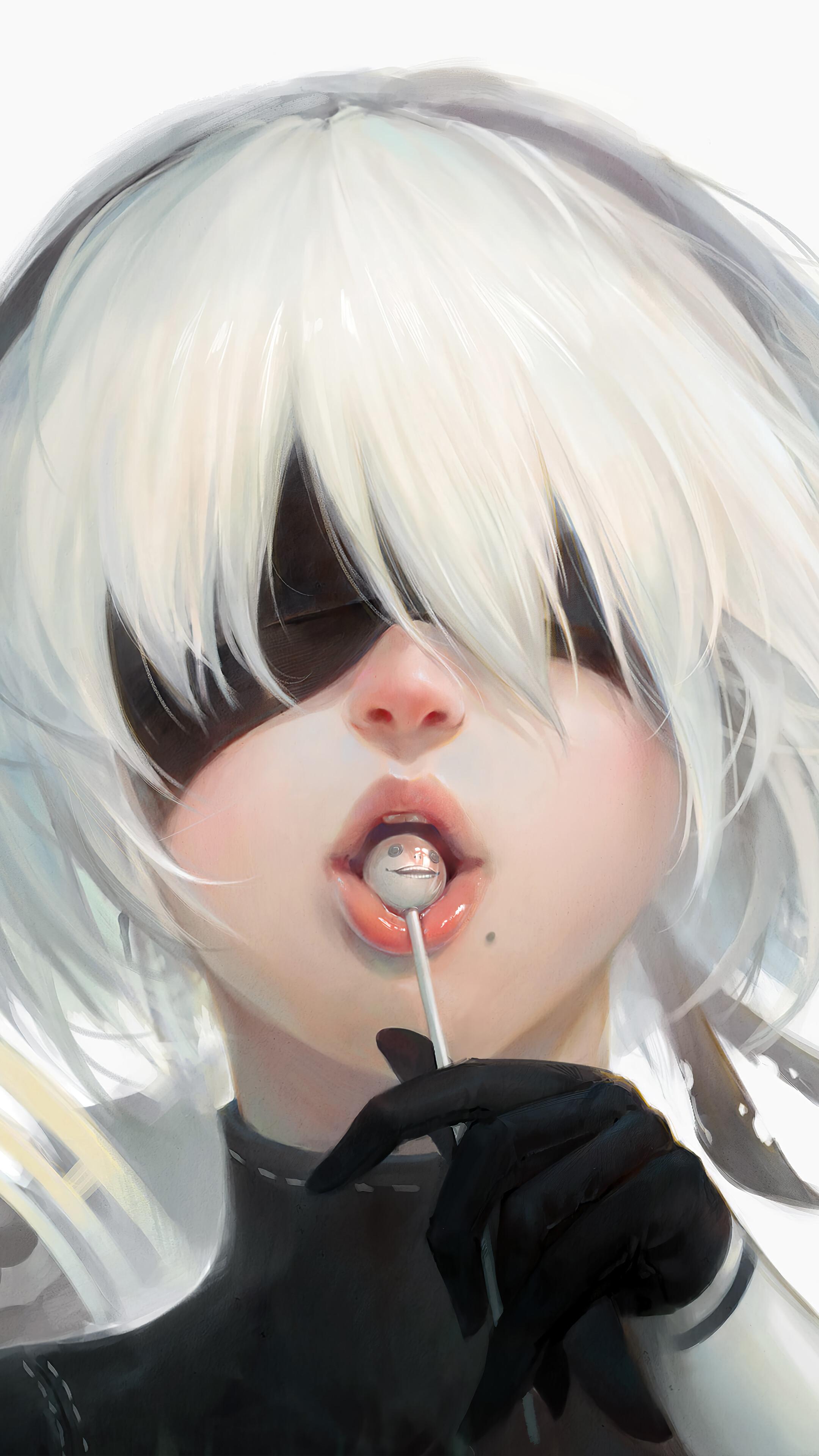 2160x3840 2B, Lollipop, Nier Automata, 4K phone HD Wallpaper, Image, Background, Photo and Picture HD Wallpaper