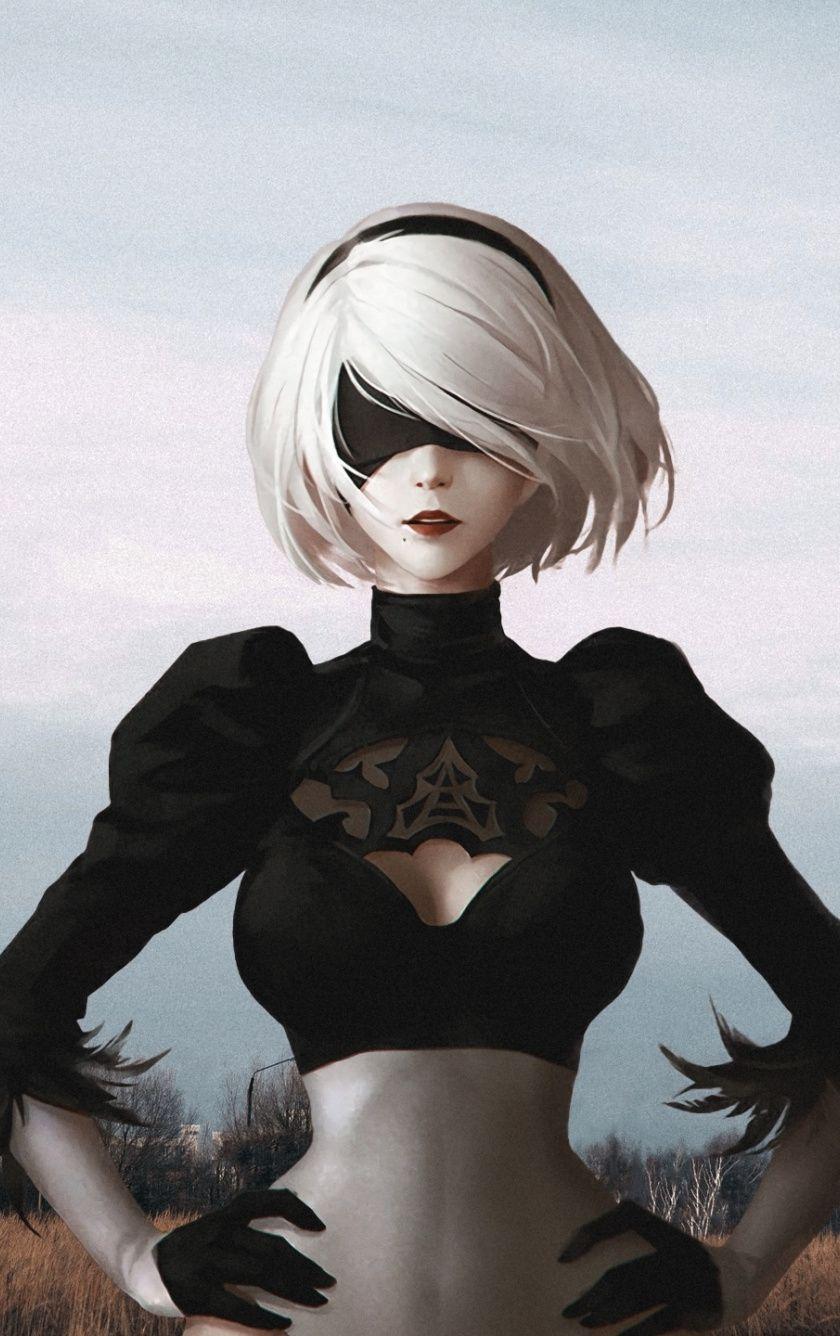 840x1336 White hair, YoRHa No.2 Type B, Nier: Automata, warrior, artwork, 840x1336 wallpaper. Yorha 2b, Automata, 2b nier