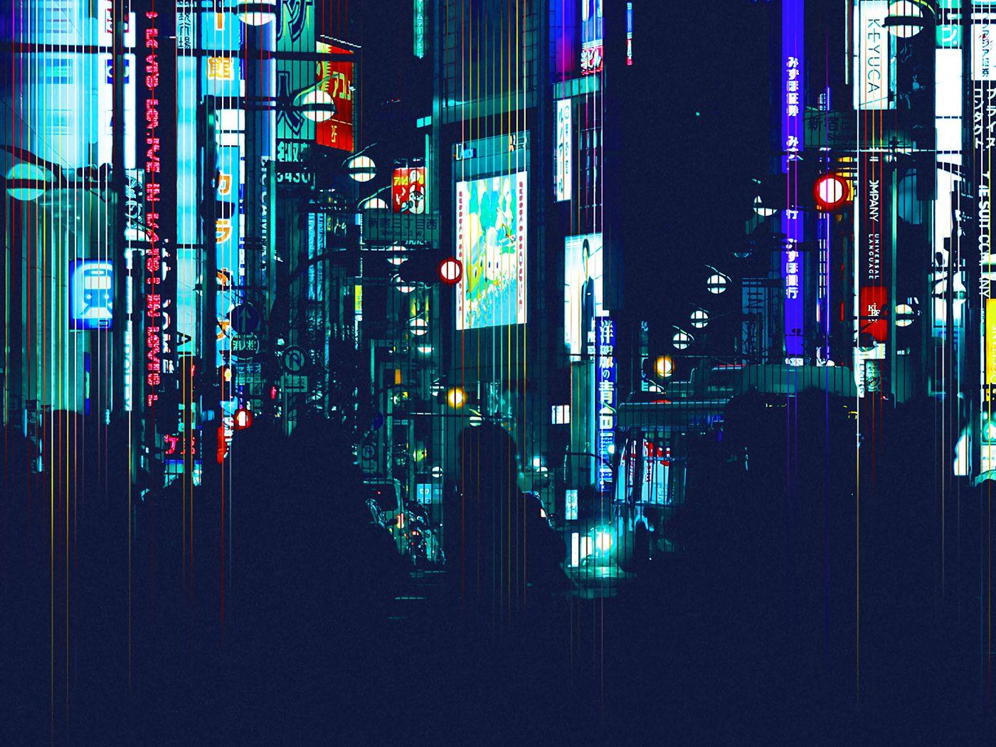 1400x1050 Download wallpaper 1400x1050 city, night city, art, silhouettes standard 4:3 HD background