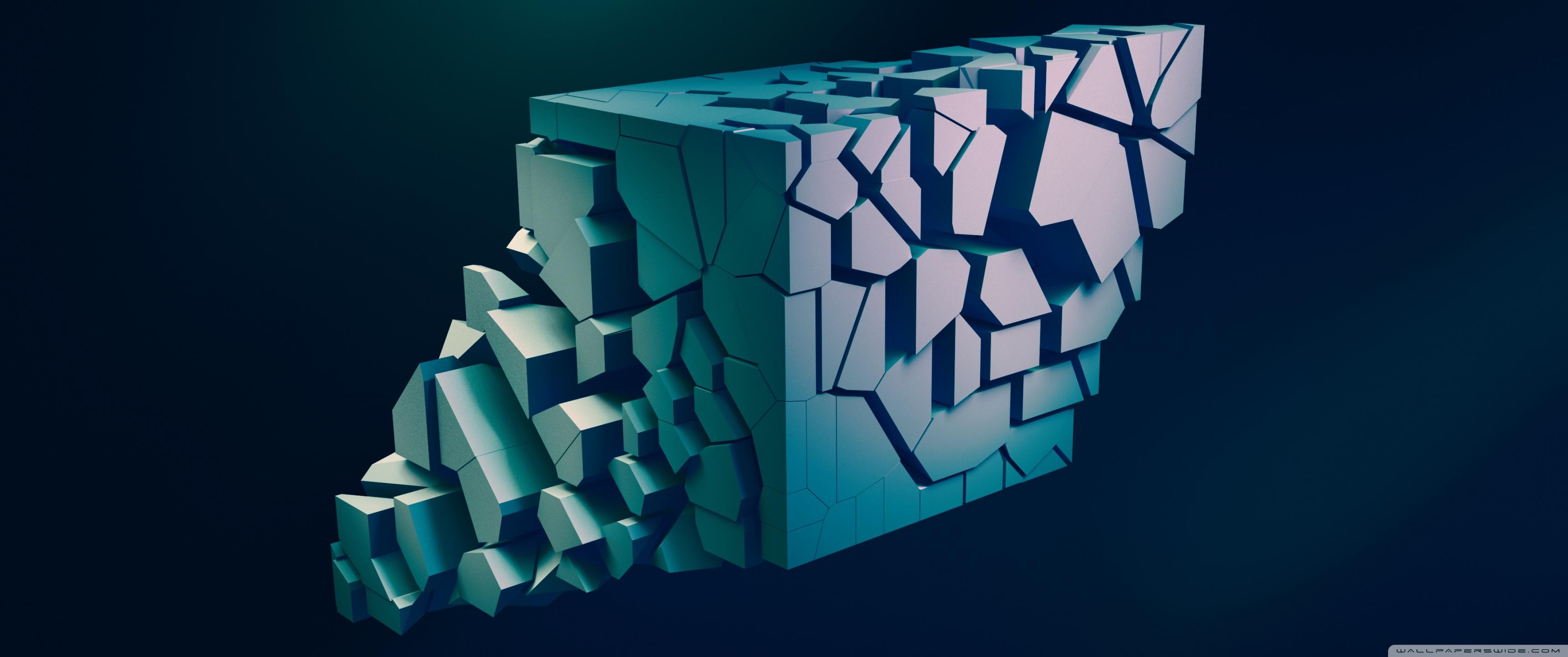 3440x1440 Shattered Abstract 3D Cube Ultra HD Desktop Background Wallpaper for 4K UHD TV : Widescreen & UltraWide Desktop & Laptop : Multi Display, Dual Monitor : Tablet