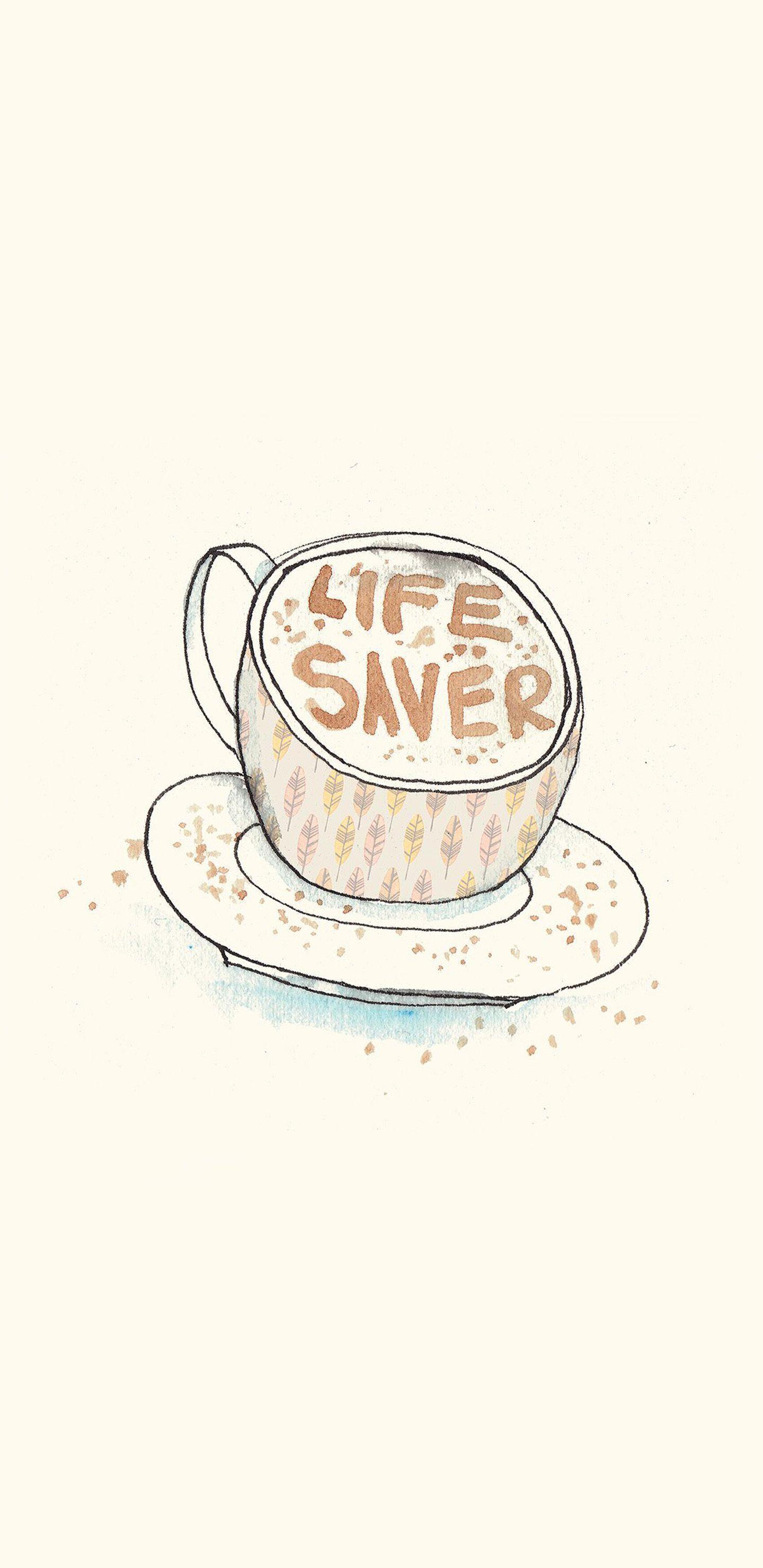1440x2960 Cute coffee illustration S9 Wallpaper