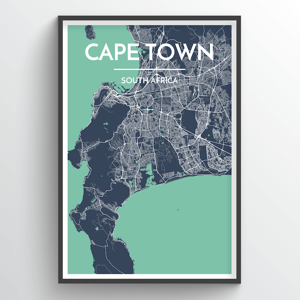 1000x1000 Cape Town City Map Art Prints Quality Custom Made Art Two Design