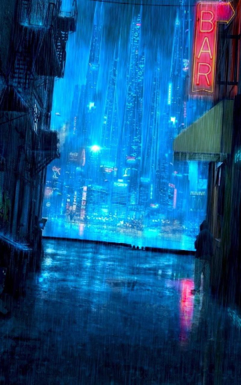 800x1280 Cyberpunk rain aesthetic water city lights raining darkness wallpaper • Wallpaper For You HD Wallpaper For Desktop & Mobile