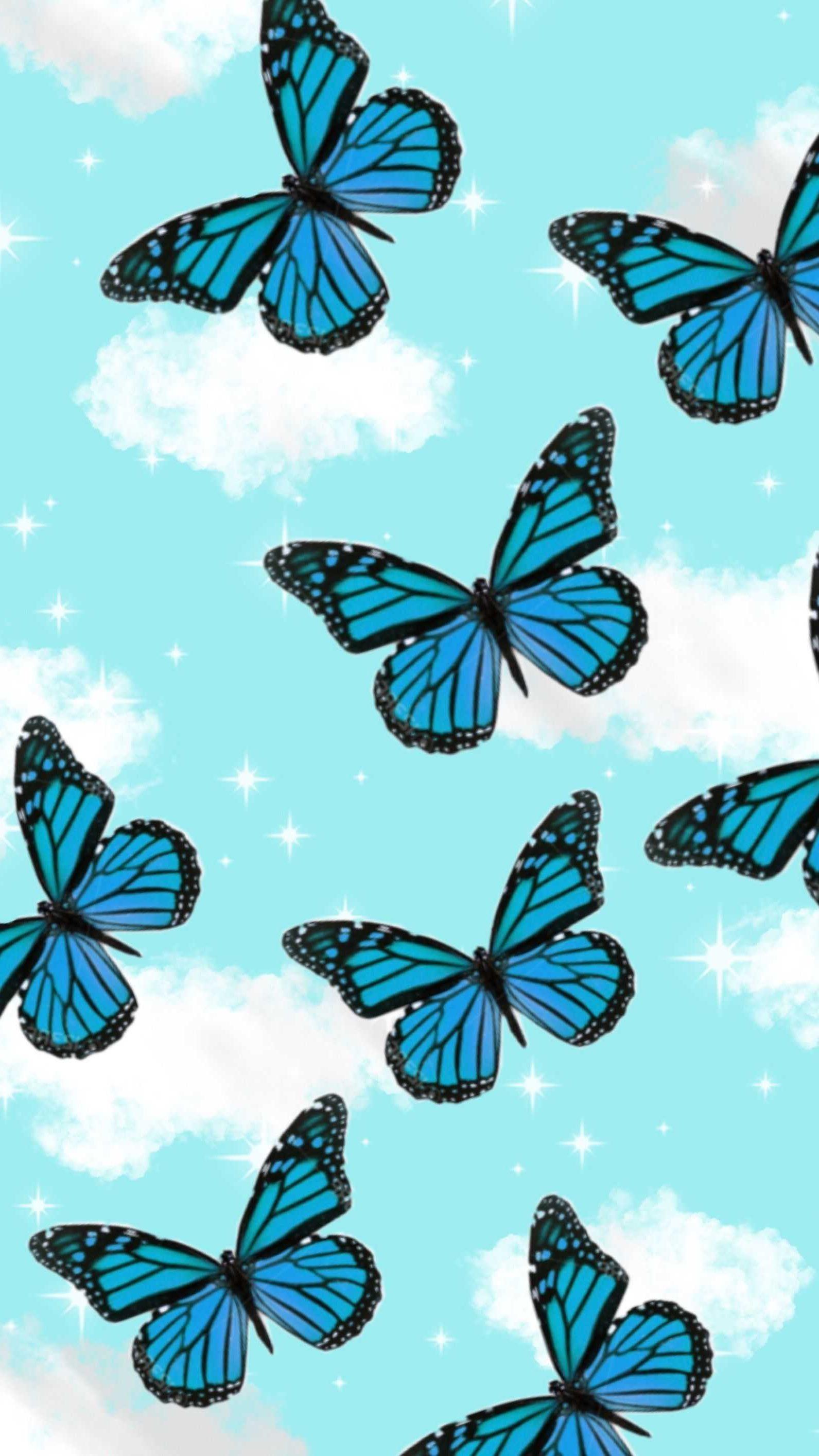 1591x2828 Blue Butterfly Wallpaper