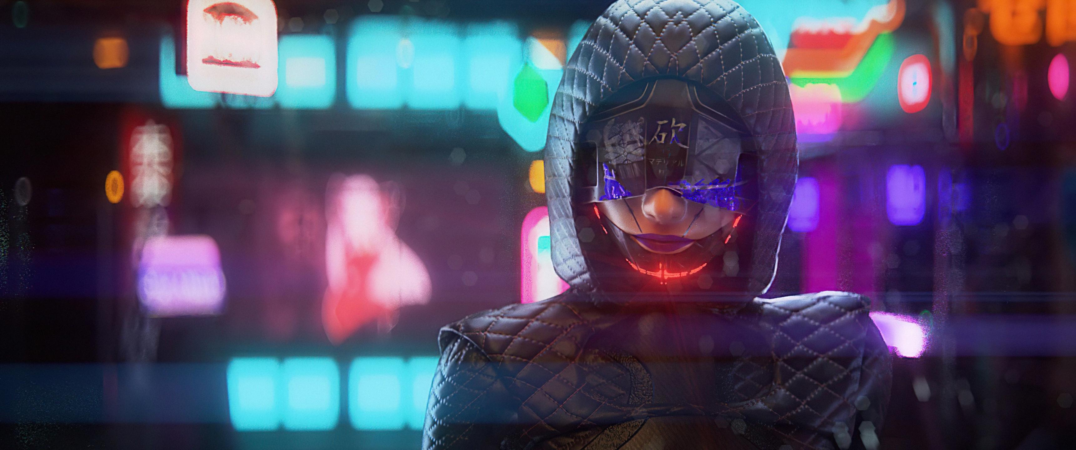 3440x1440 Cyberpunk Girl Wallpaper 4K, Future Tech, Futuristic, Dope, Sci Fi