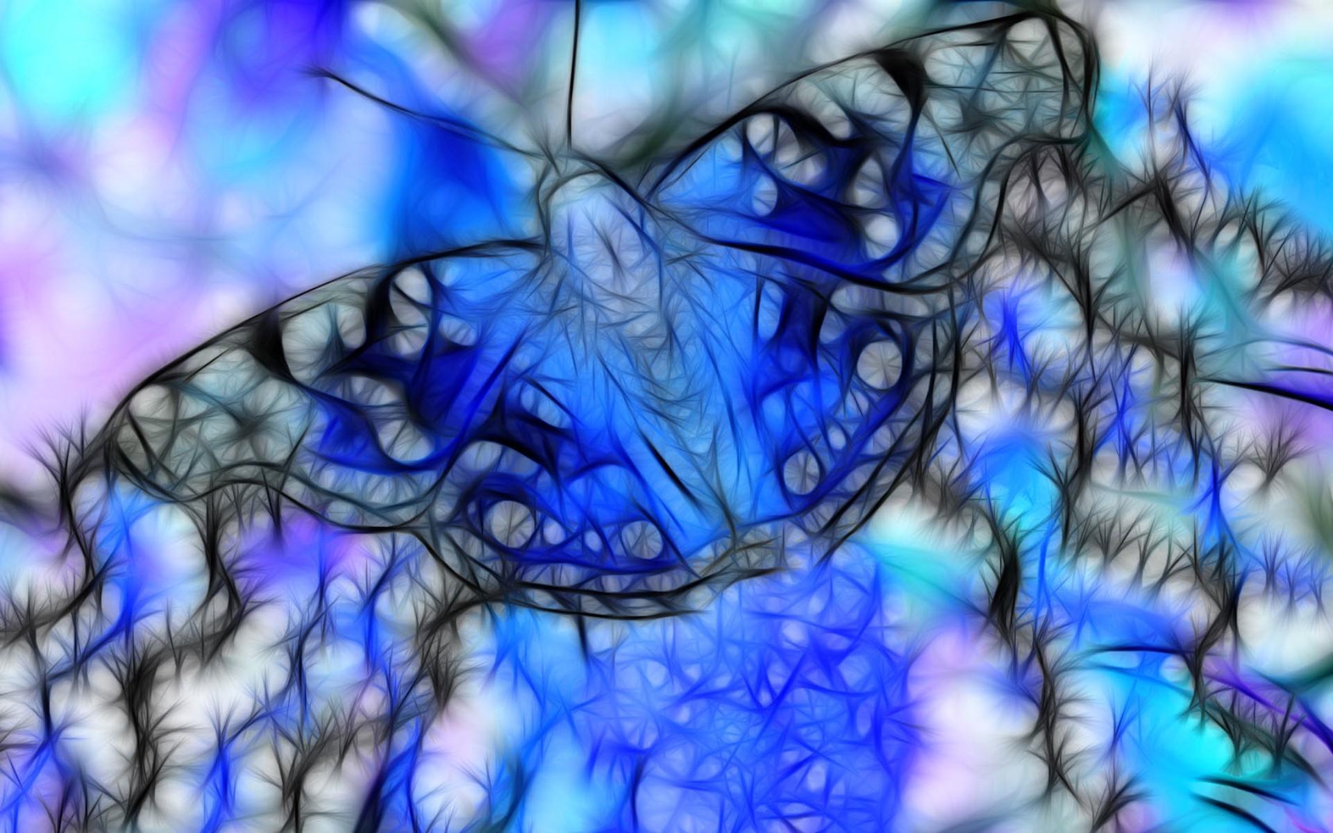 1920x1200 3D Dark Blue Butterfly