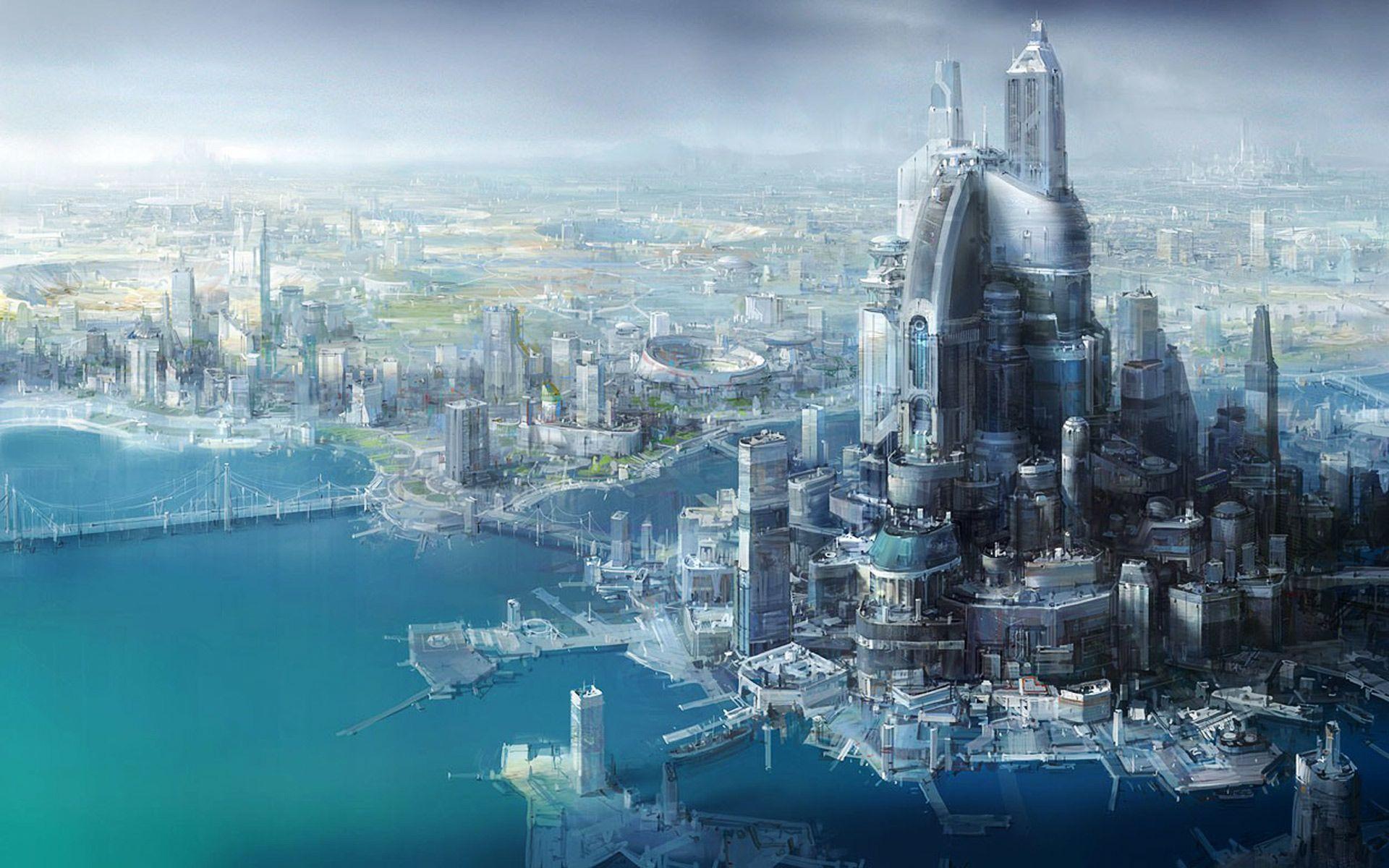1920x1200 Sci Fi City of Future Wallpaper. PNG Transparent best