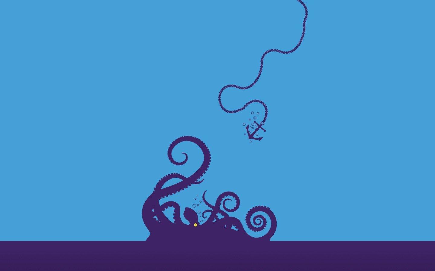 1440x900 minimalism, Octopus, Anchors Wallpaper HD / Desktop and Mobile Background