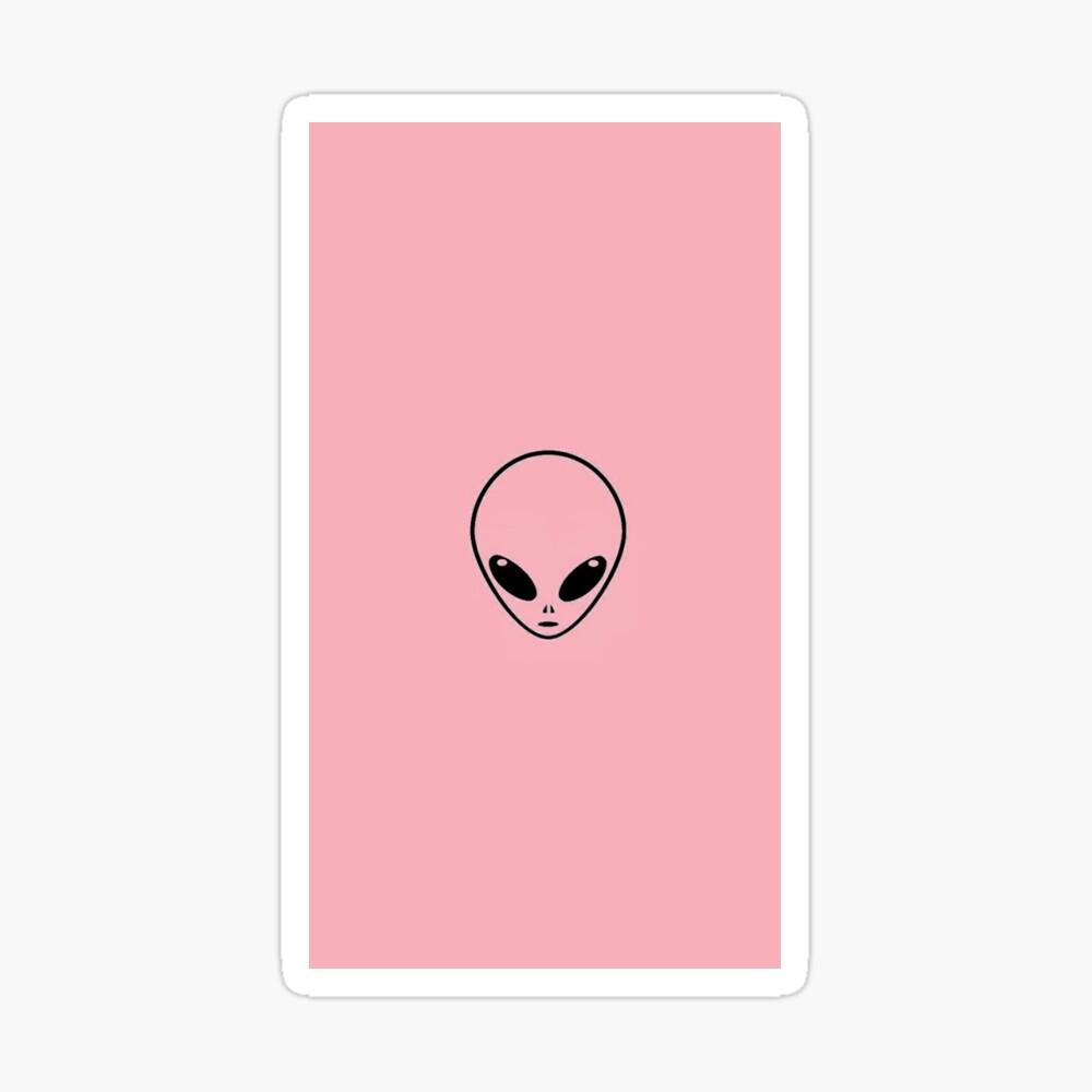 1000x1000 Alien Head, Alien, Pink Alien, 8 bit alien, 8bit alien, ufo, alien UFO, pink ufo, pink alien head, kawaii alien, cute alien Art Board Print