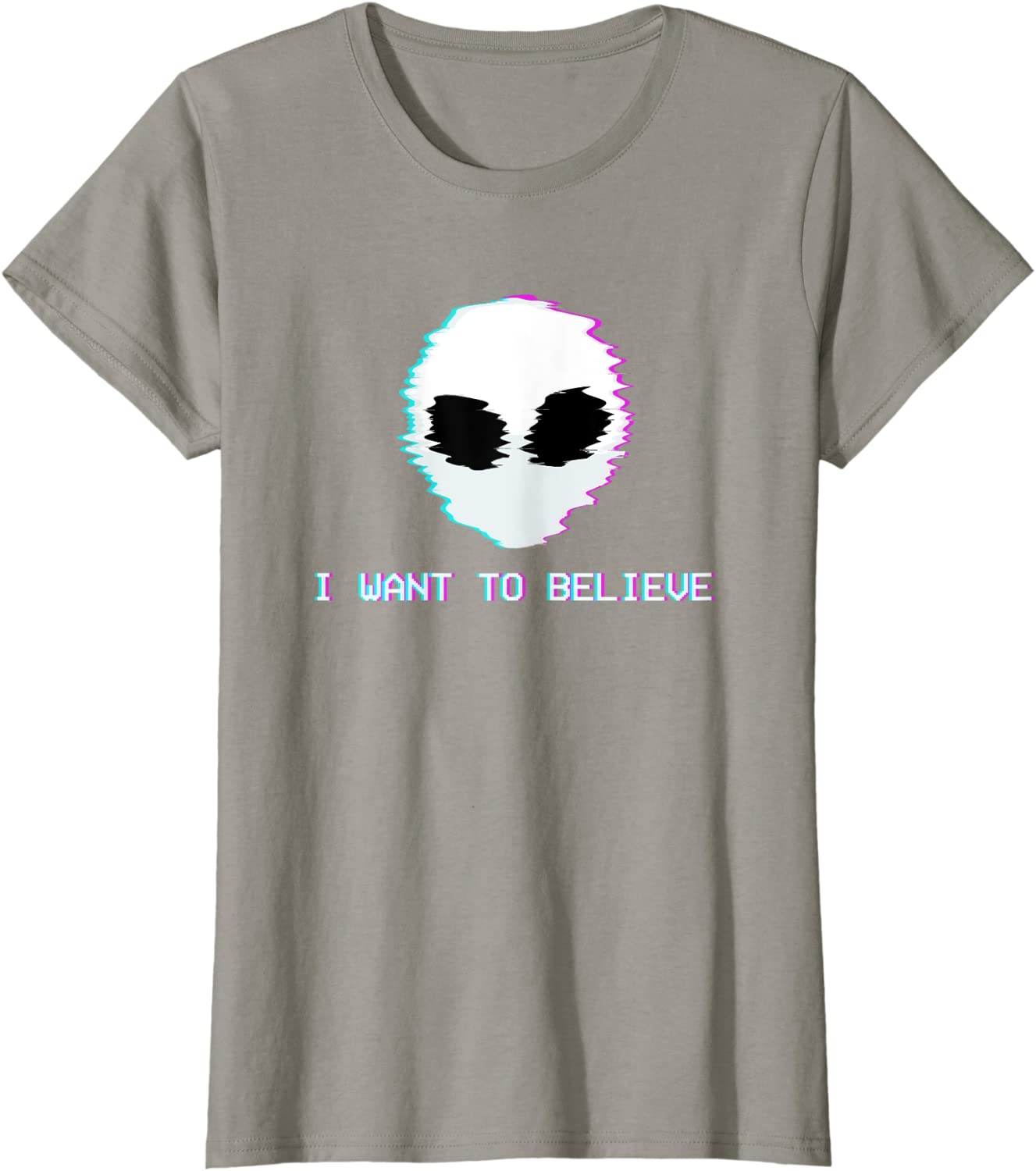 1327x1500 Kawaii Alien Aesthetic Want To Believe Glitch UFO T Shirt : Clothing, Shoes & Jewelry