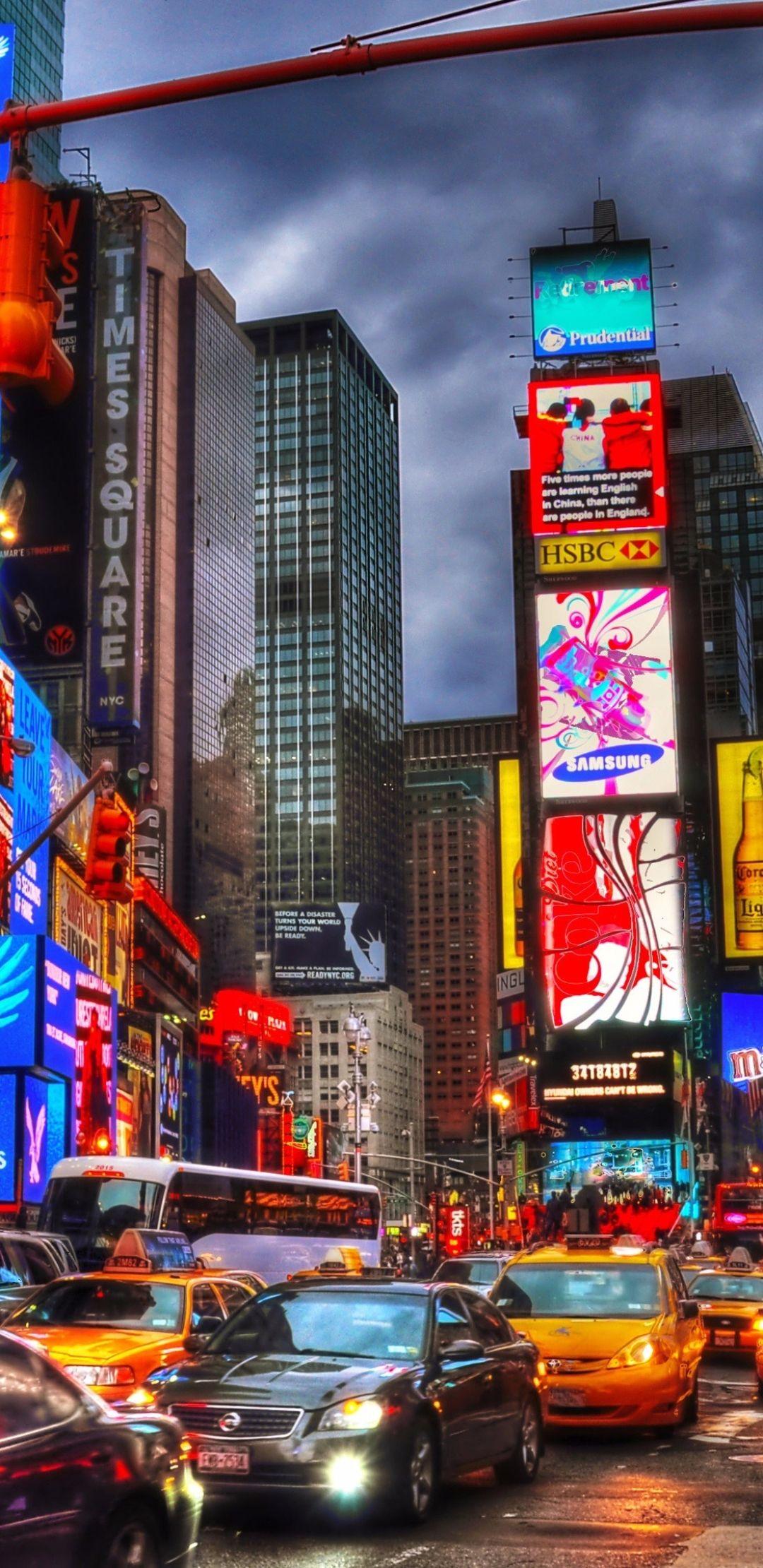 1080x2220 Man Made Times Square (1080x2220) Wallpaper