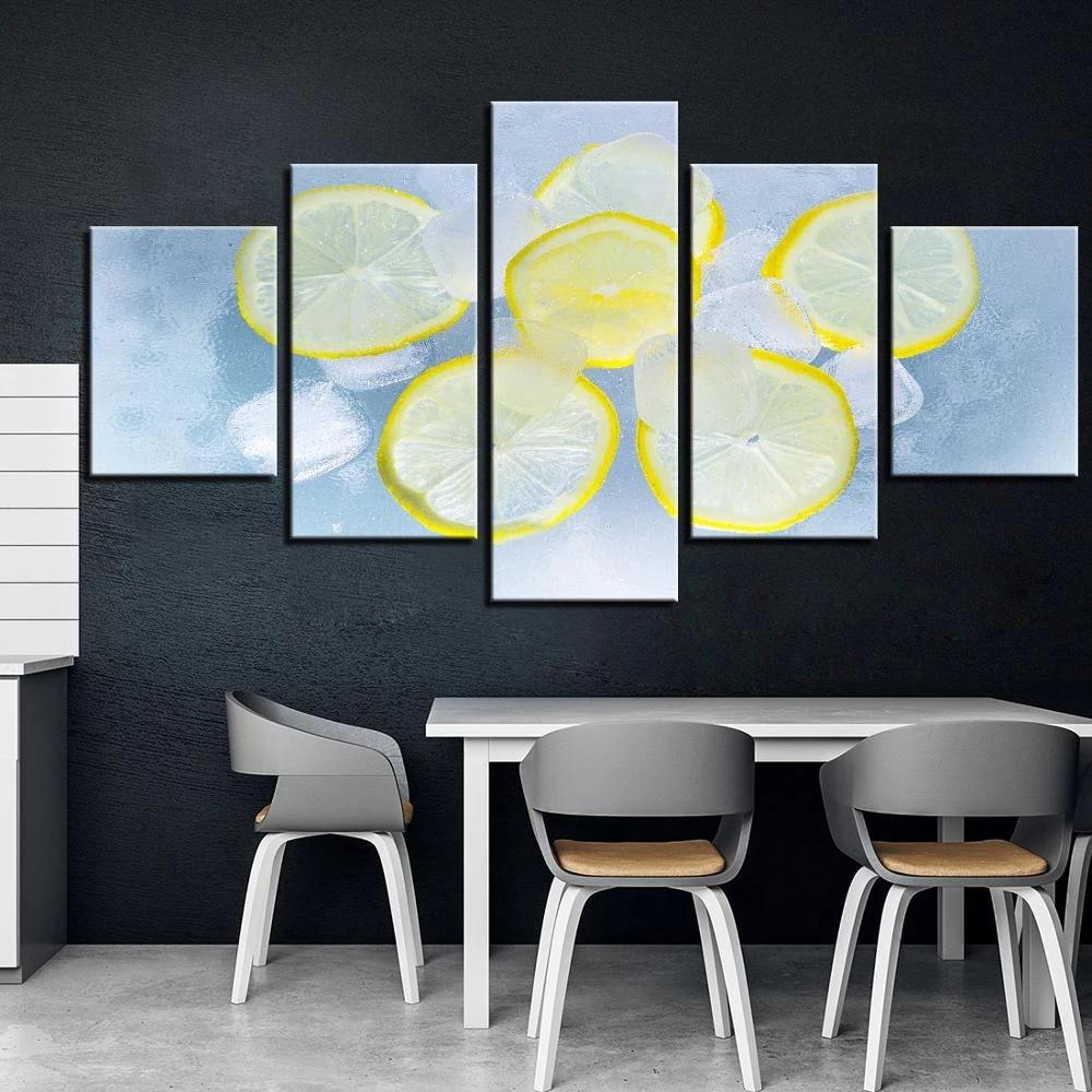 1000x1000 Pieces Lemons Canvas Posters Soda Cool Water Picture Ice Cube Painting Fresh Summer Style Wallpaper Home Room Kitchen Decor. Painting & Calligraphy