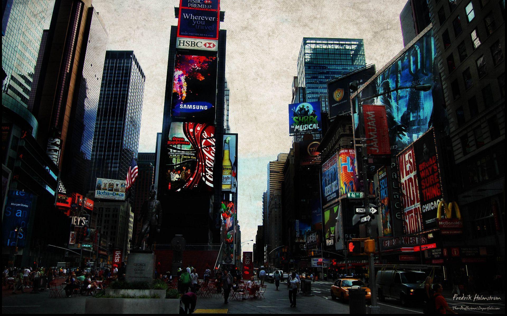 1920x1200 HD Wallpaper of Time Square Times At Night Desktop Wallpaper Time