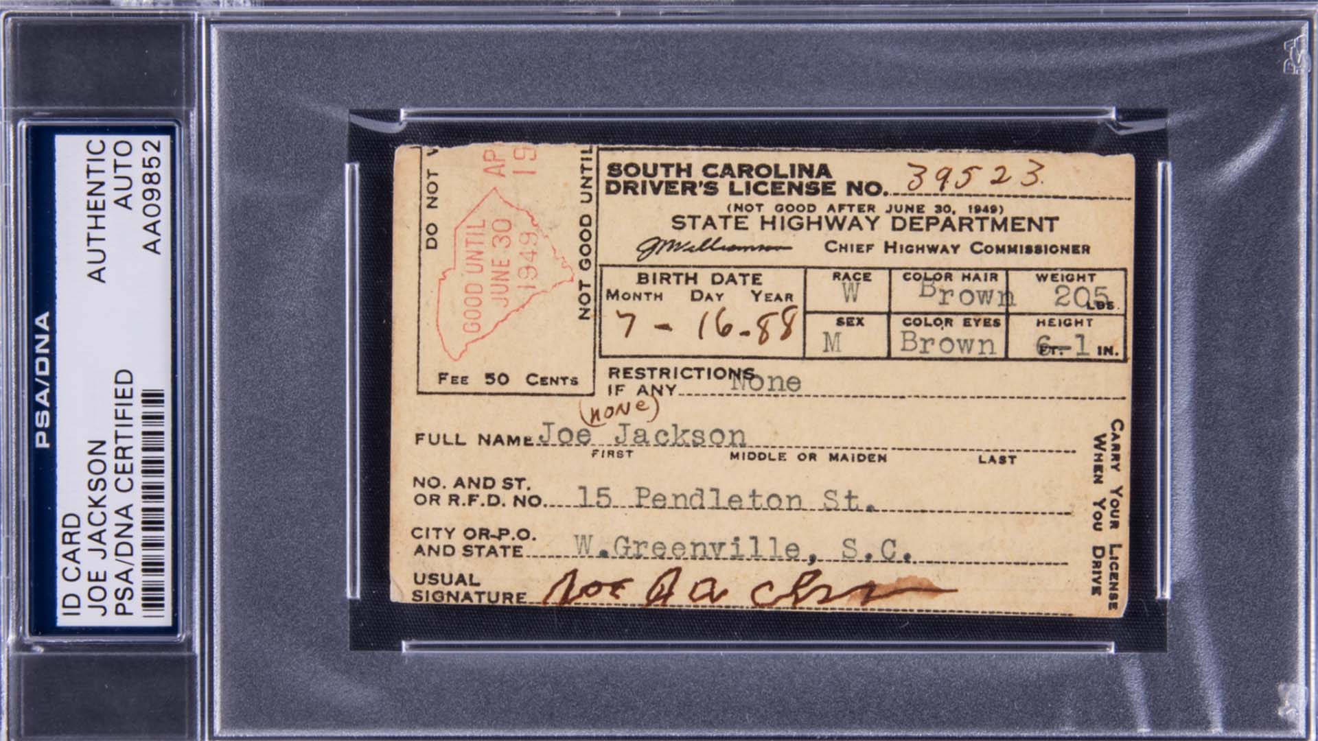 1920x1080 Shoeless Joe Jackson's Driver's License His Hard To Find Signature $000