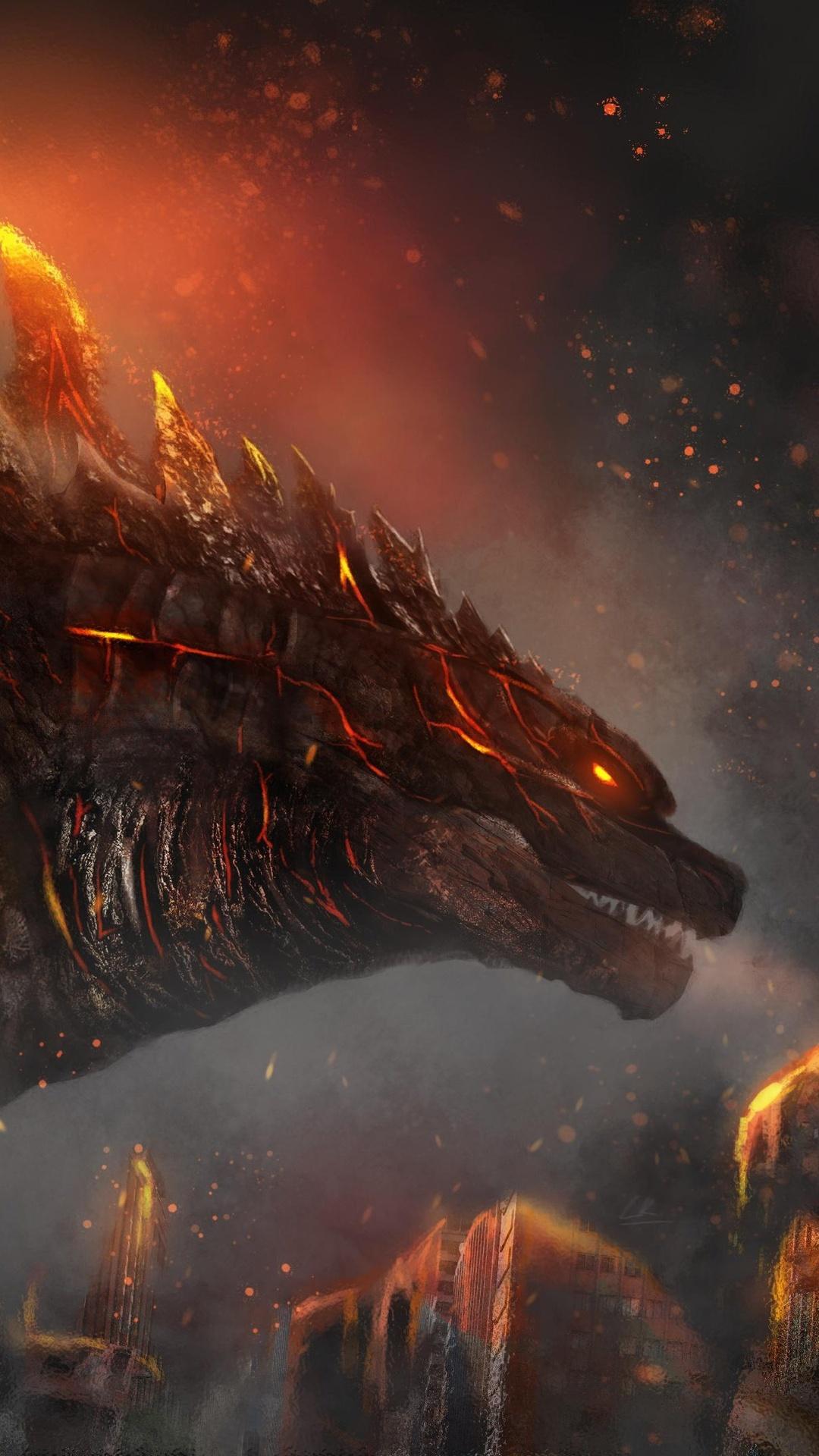 1080x1920 Fire Godzilla 4k iPhone 6s, 6 Plus, Pixel xl , One Plus 3t, 5 HD 4k Wallpaper, Image, Background, Photo and Picture
