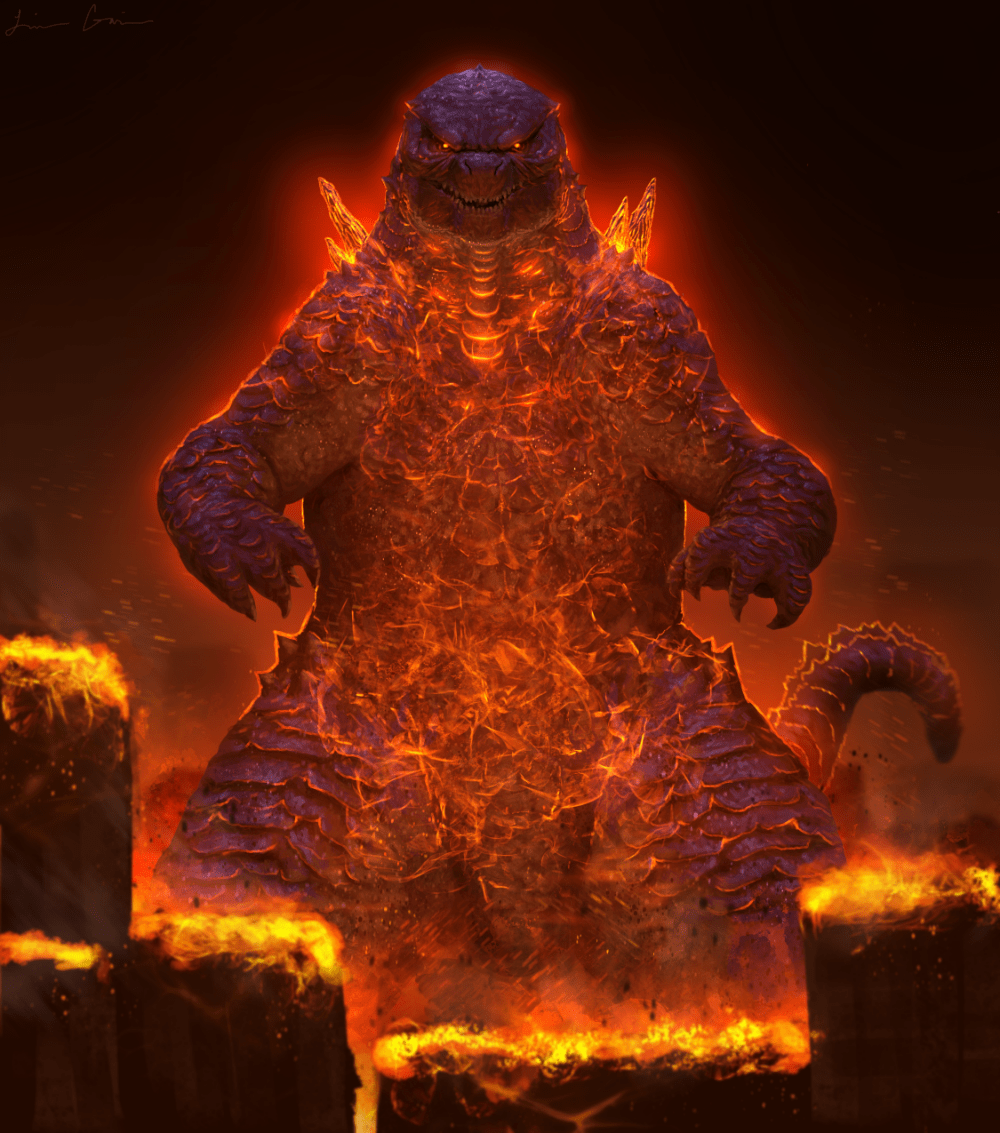 1000x1133 Burning 2019. Godzilla vs king ghidorah, Godzilla vs gigan, Original godzilla