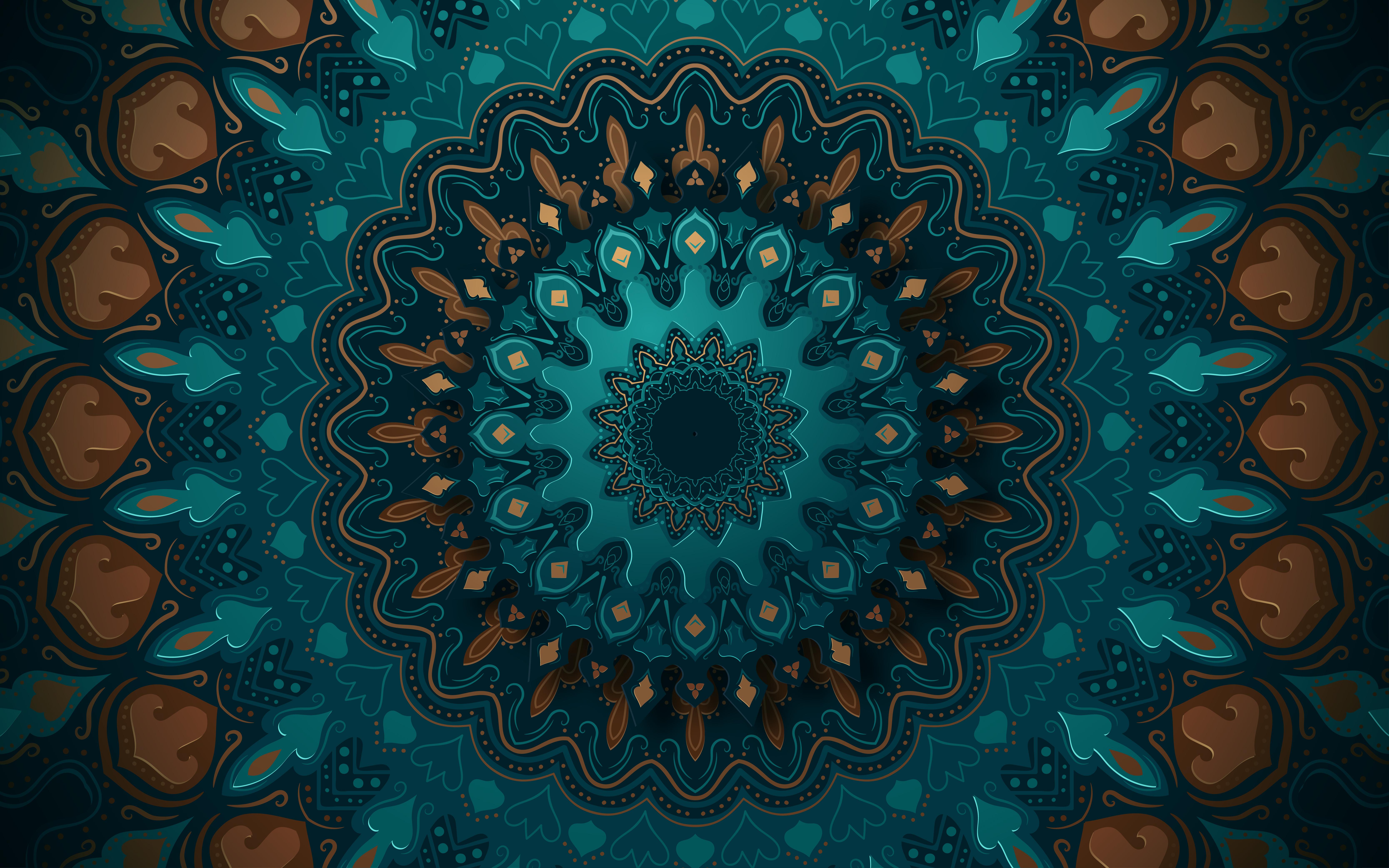 6667x4167 Bold Turquoise and Gold Mandala Design
