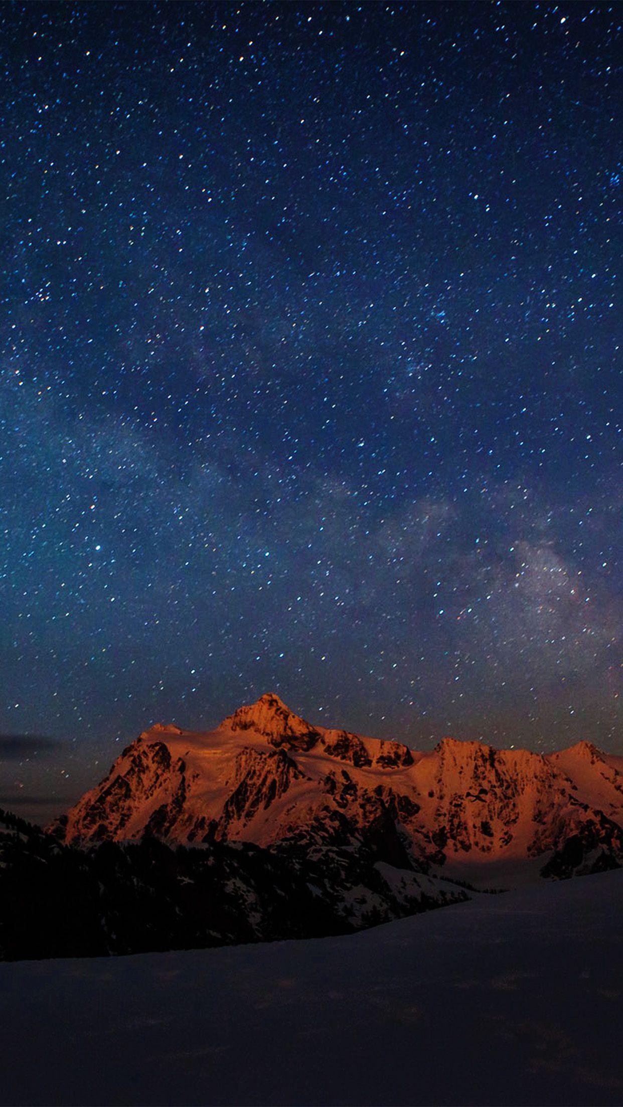 1242x2208 Starry Night Sky Mountain Nature Android wallpaper