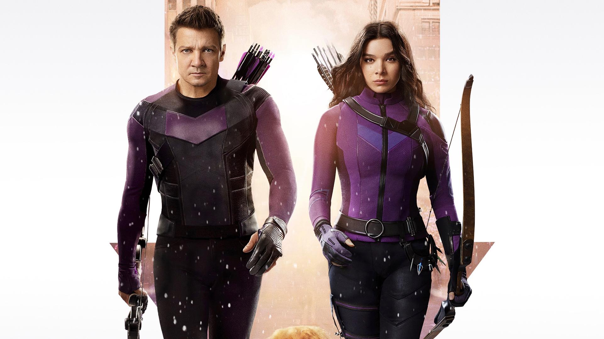 1920x1080 Clint Barton Hailee Steinfeld Jeremy Renner Kate Bishop HD Hawkeye Wallpaper