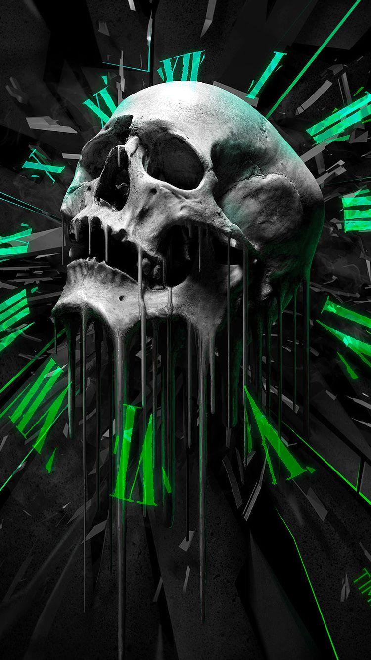 750x1334 Abstract Skull Clock iPhone iPhone 6S, iPhone 7 HD 4k