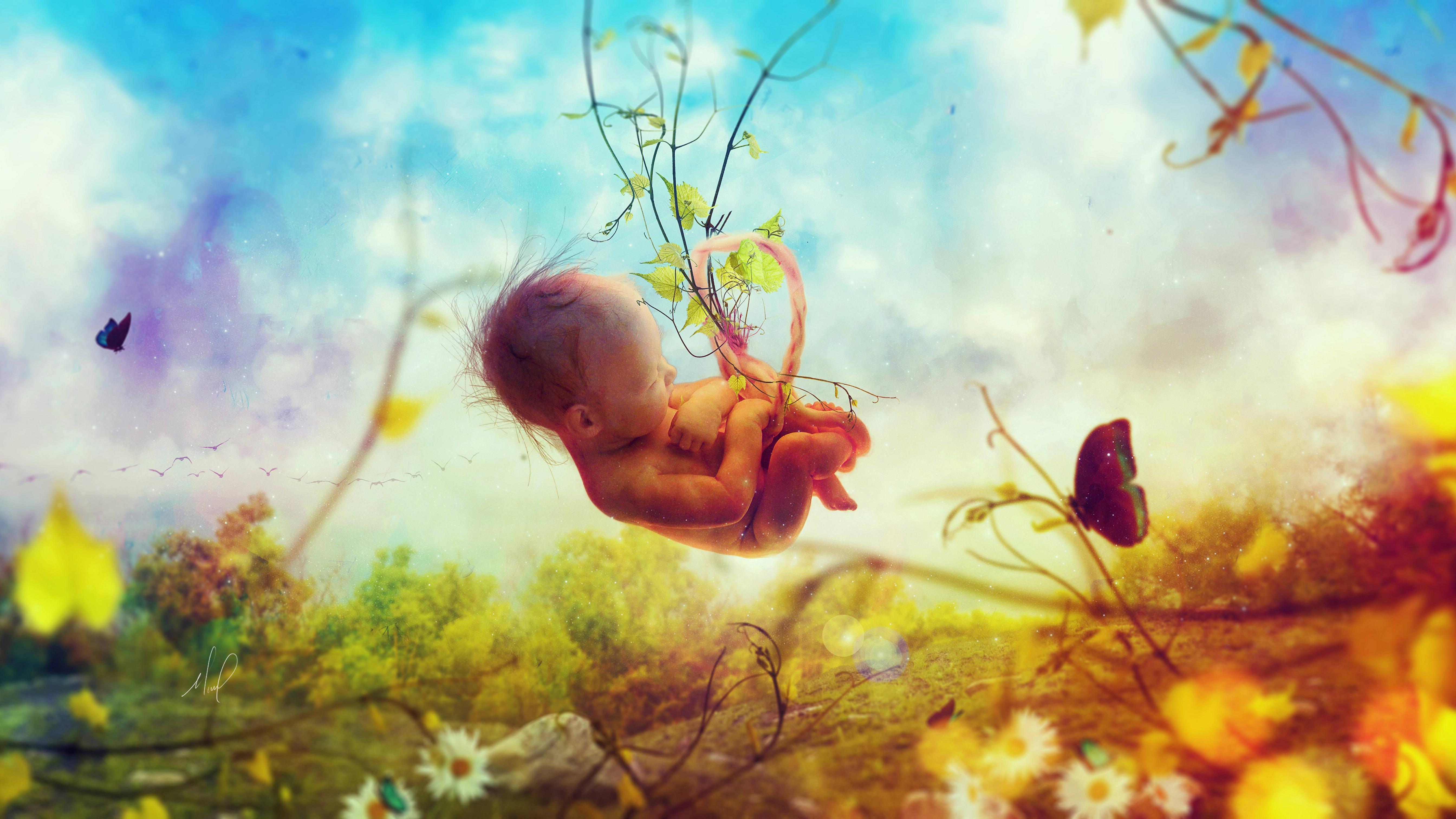 5376x3024 Creation Baby In Womb 4K 8K Wallpaper