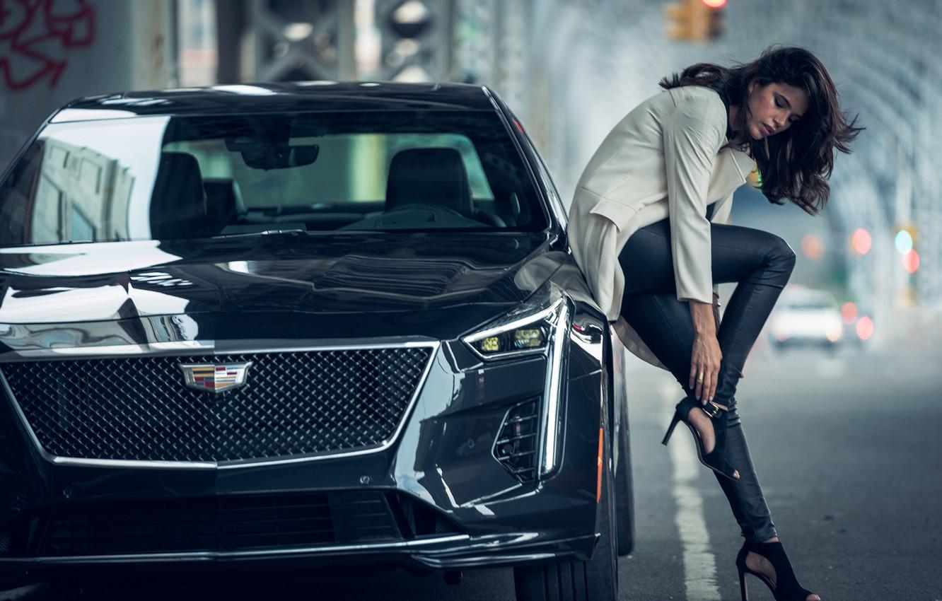 1332x850 Wallpaper Transport, Woman, Studs, Car, CADILLAC CT6 V Image For Desktop, Section девушки