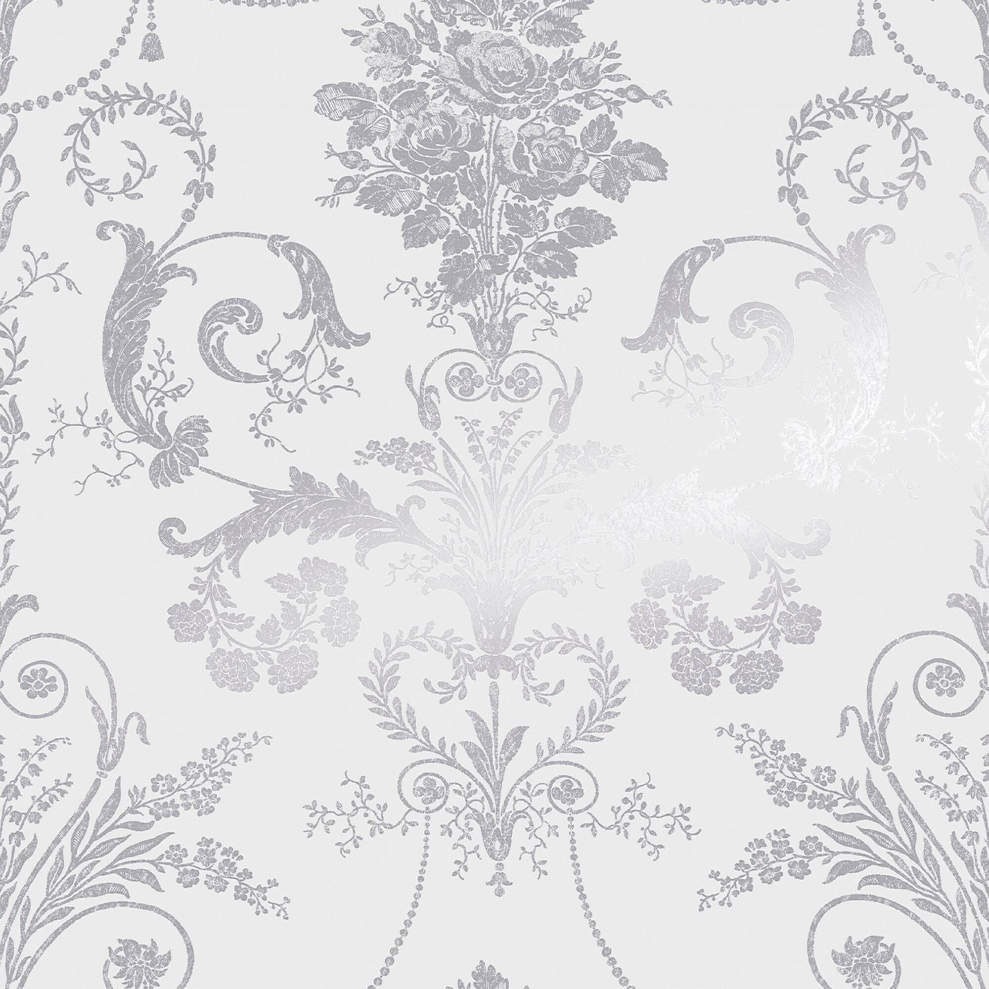 2000x2000 Laura Ashley Laura Ashley Josette Metallic Silver Wallpaper in the Wallpaper department at