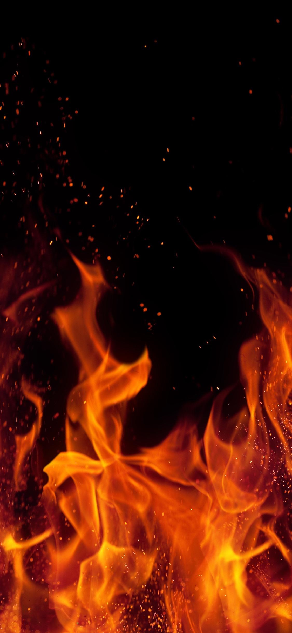1125x2436 Fire, Flame, Sparks, Black Background 1242x2688 IPhone 11 Pro XS Max Wallpaper, Background, Picture, Image