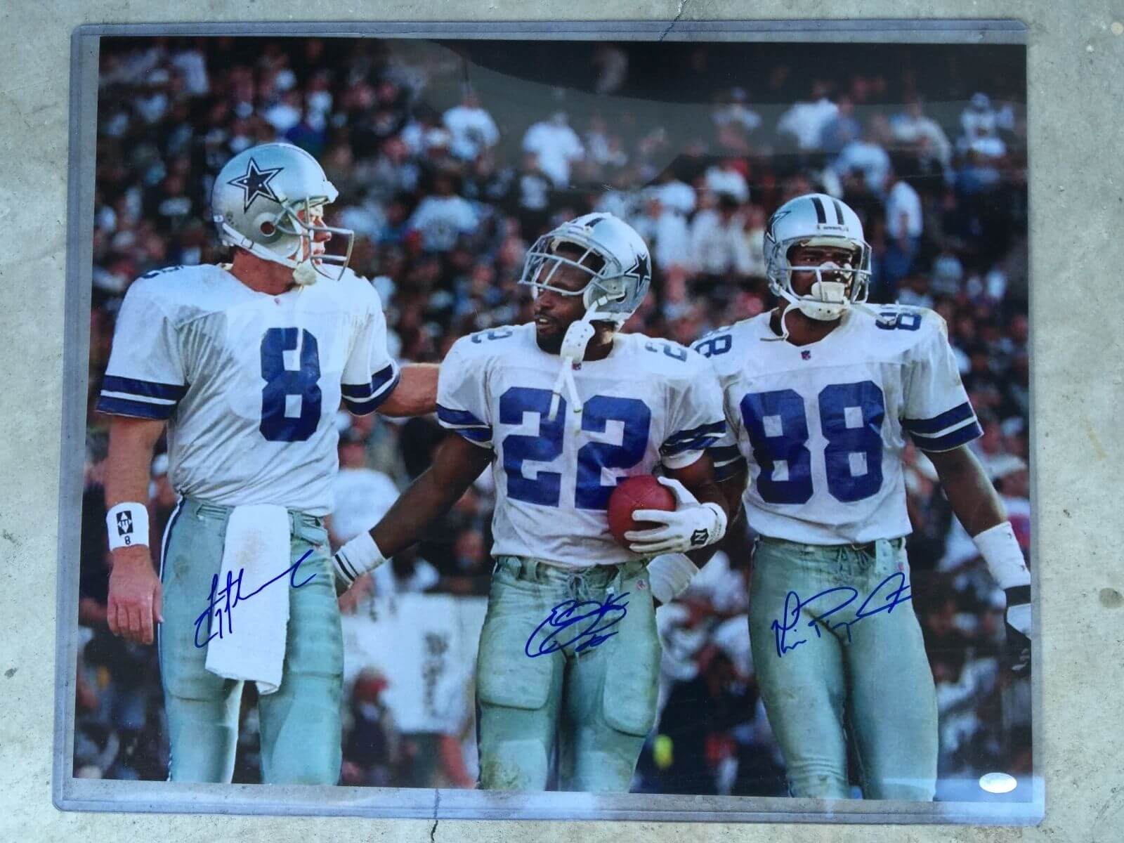 1600x1200 Troy Aikman Emmitt Smith Michael Irvin Autographed 16x20 Photo MOUNTED MEMORIES