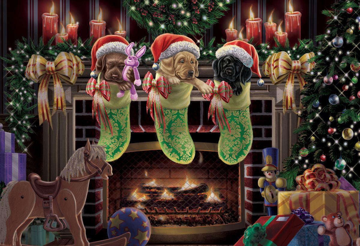 1200x821 Stocking Puppies, 100 Pieces, Vermont Christmas Company. Puzzle Warehouse. Vermont christmas company, Jigsaw puzzles for kids, Vermont christmas